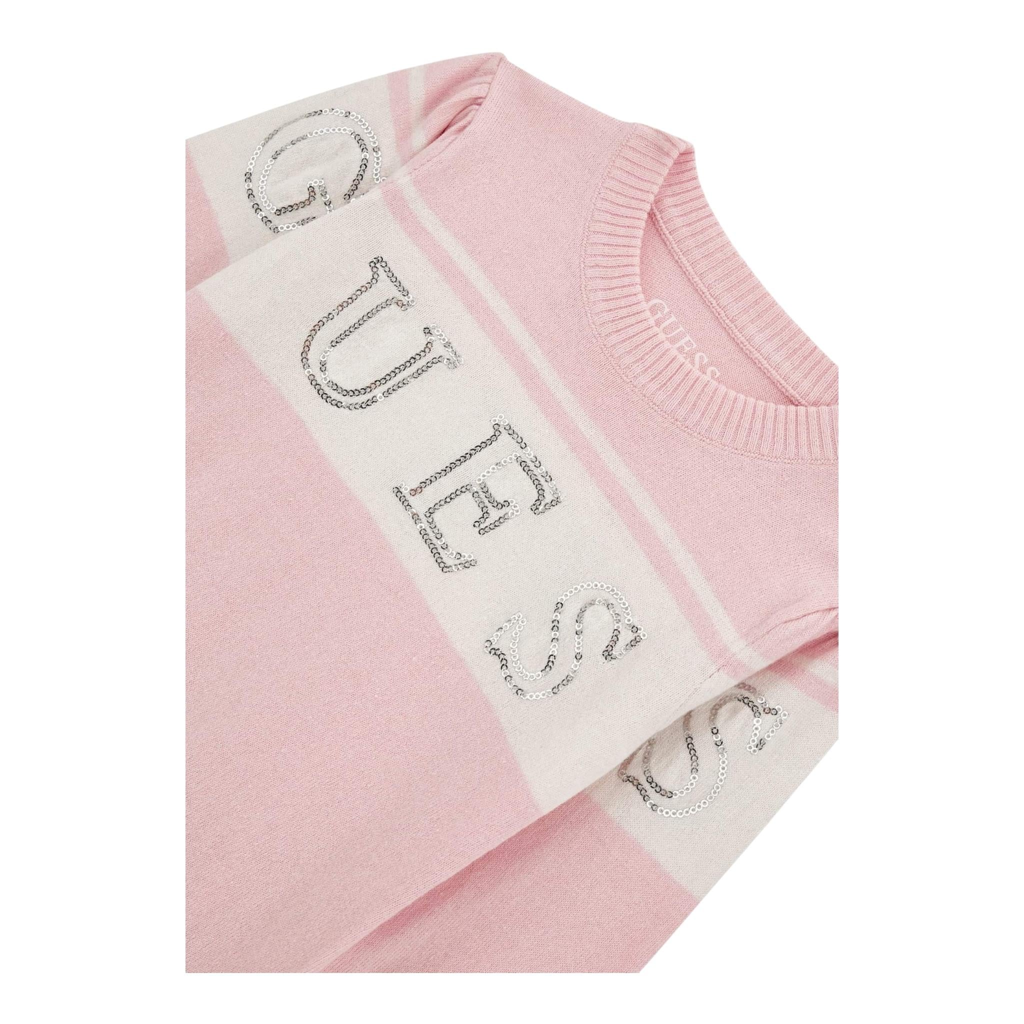 GUESS abito manica lunga girocollo cn logo paillettato Rosa per Bambina K4YK017Z3GW0 ROSA GUESS