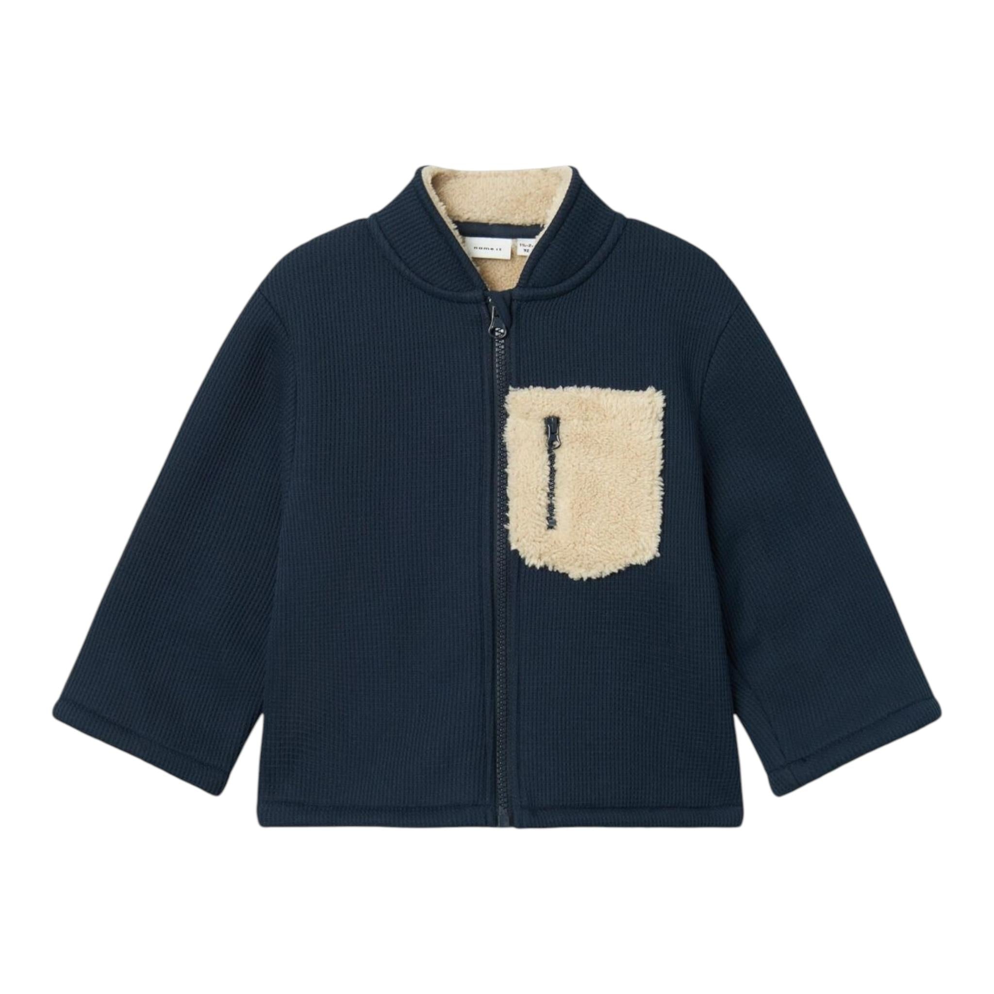 NAME.IT felpa cn zip tinta unita e taschino in contrasto Blu per Neonato 13236244 BLU NAME.IT