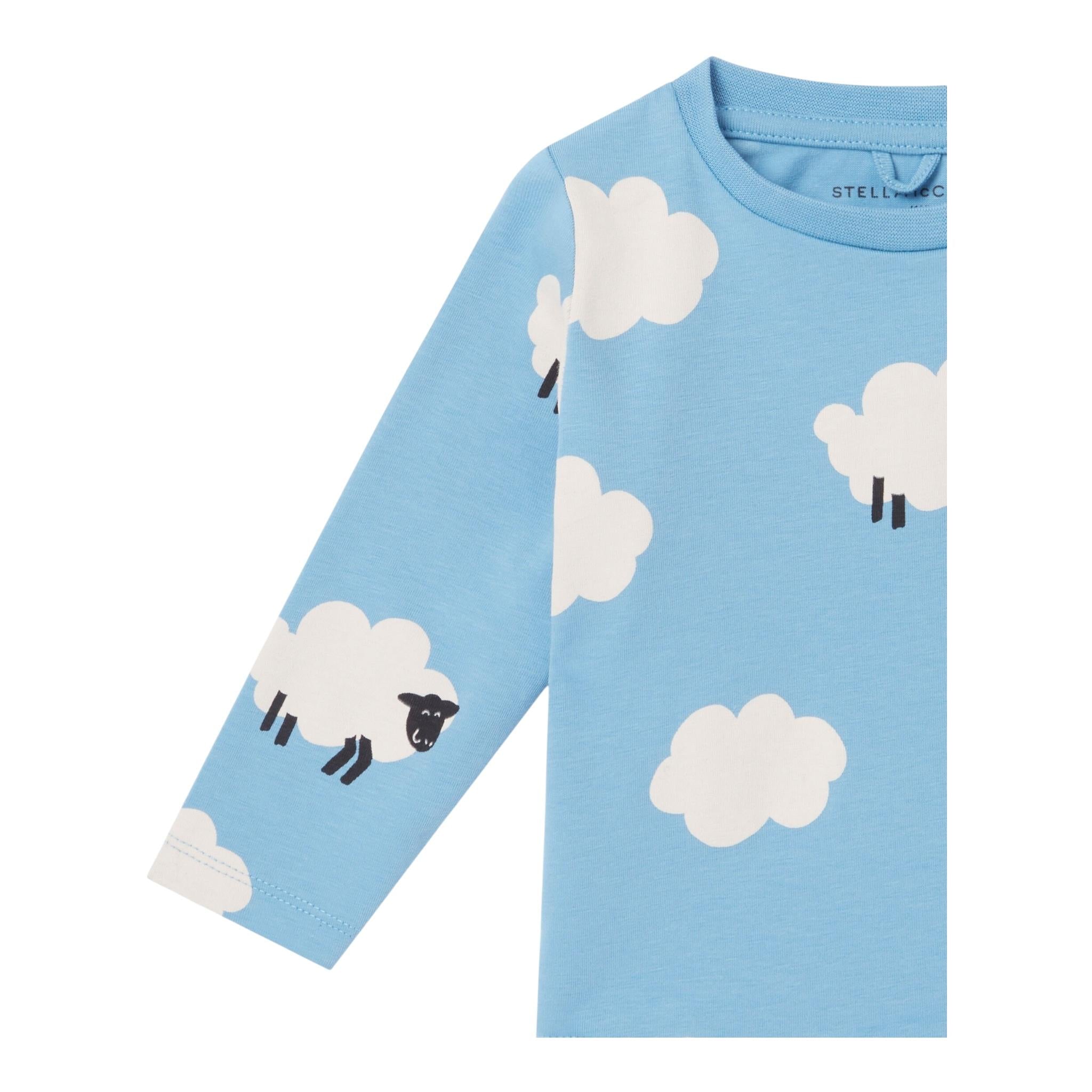 STELLA McCARTNEY shirt girocoll tinta unita con stampa in contrasto Azzurro per Neonato TV8050 AZZURRO STELLA McCARTNEY