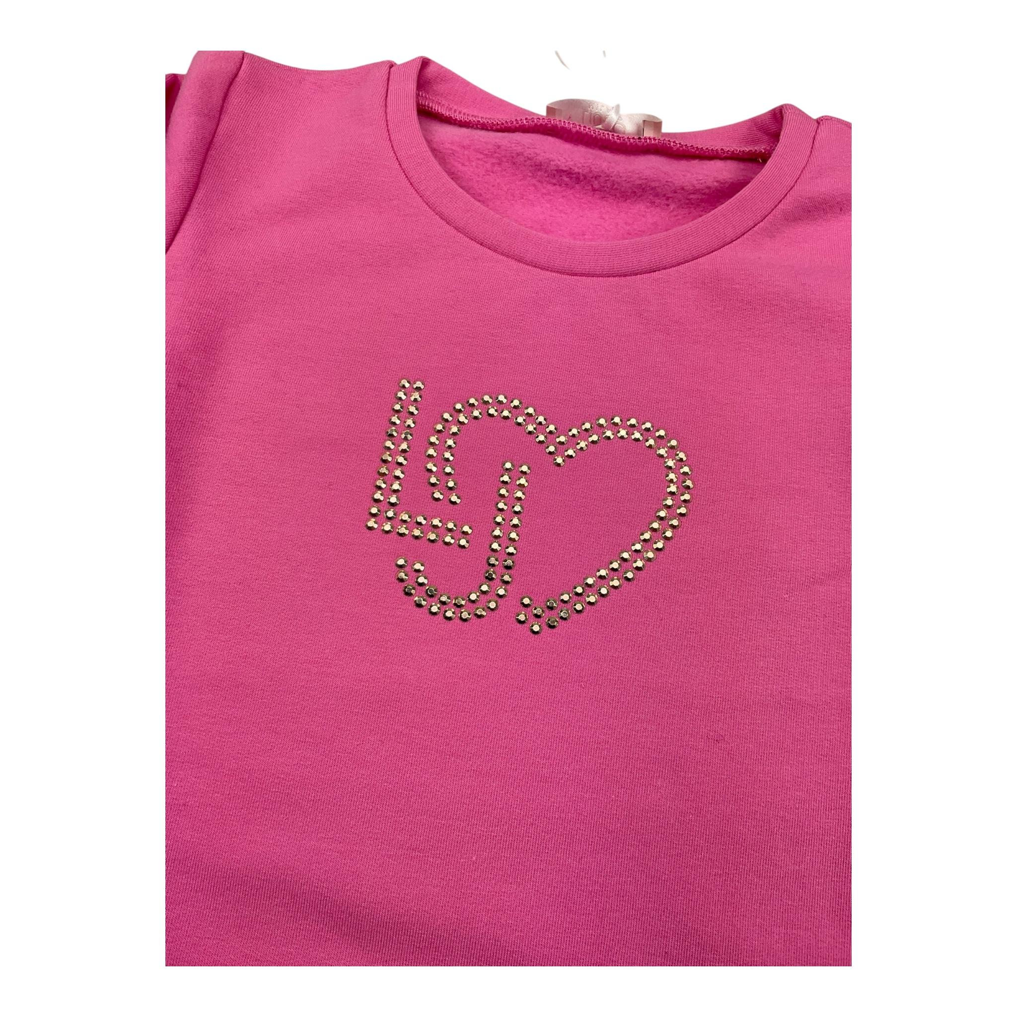 LIU JO abito modello felpa tinta unita con stampa Rosa per Neonata KF4023N ROSA LIU JO