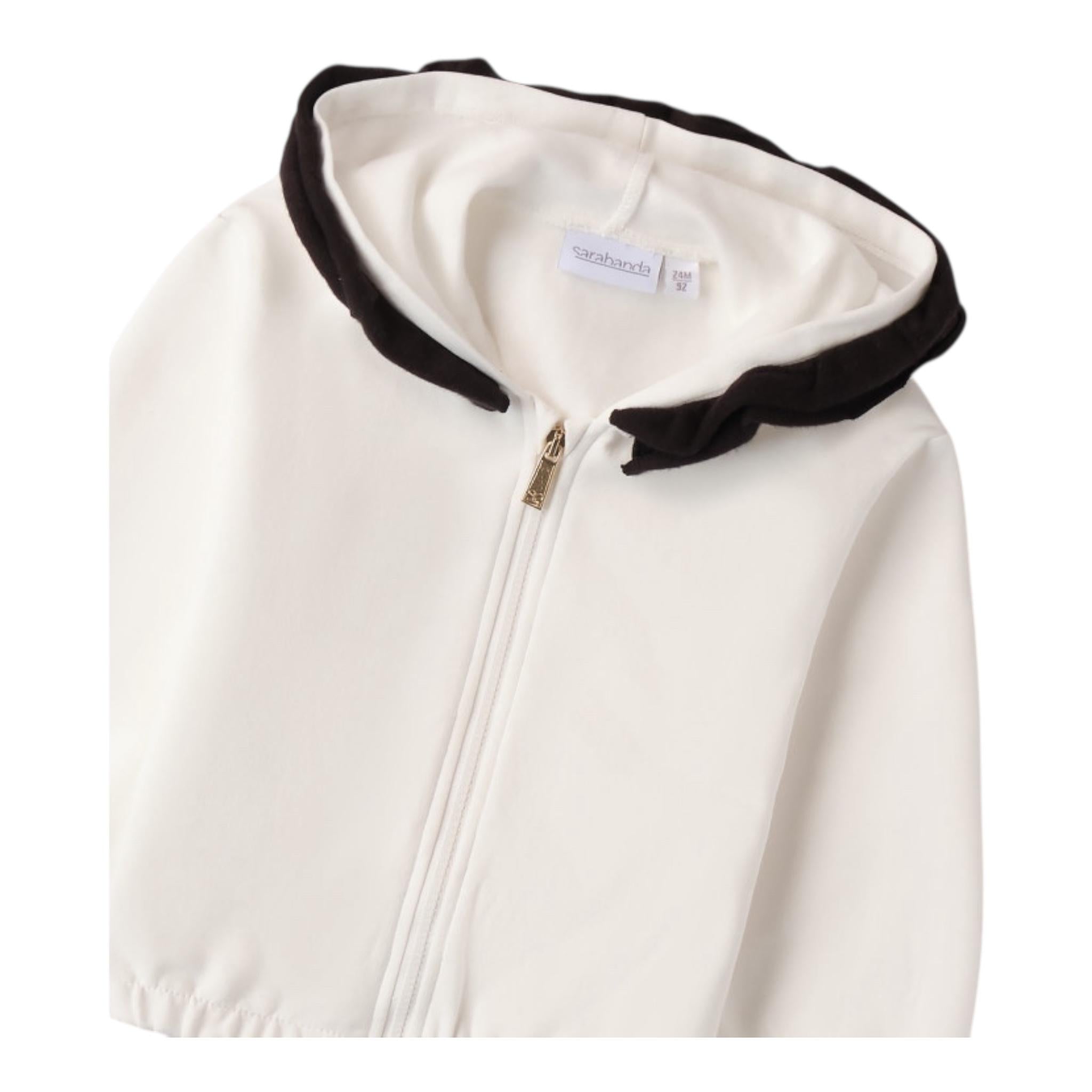 SARABANDA felpa tinta unita con zip e cappuccio Bianco per Bambina 0A220 BIANCO SARABANDA