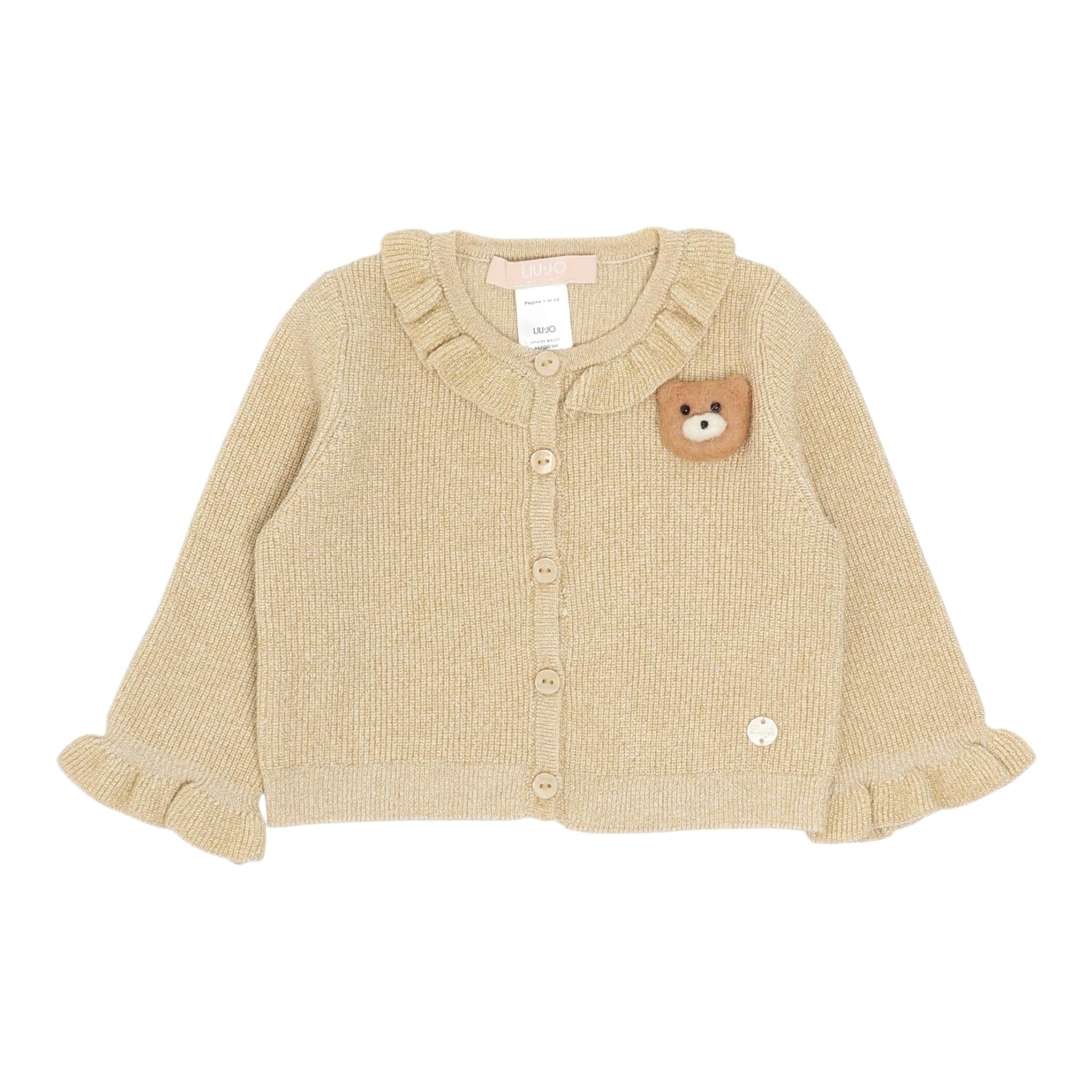 LIU JO cardigan tinta unita con applicazione orso Oro per Neonata HF4050 ORO LIU JO