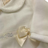 STORY LORIS tutina in ciniglia tinta unita con applicazione fiocco Bianco per Neonata 56633 BIANCO STORY LORIS