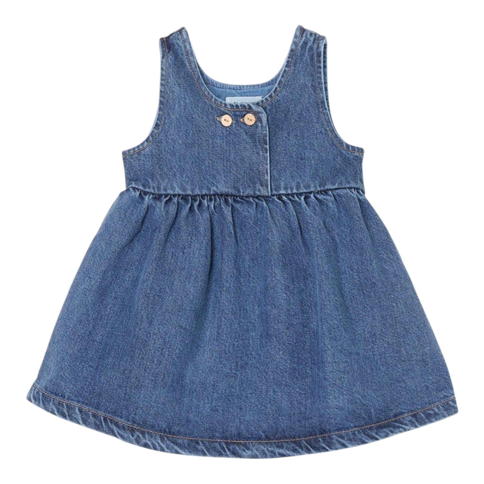 PLAY UP abito in denim tinta unita con bottoni Azzurro per Neonata PA022AP11457 AZZURRO PLAY UP