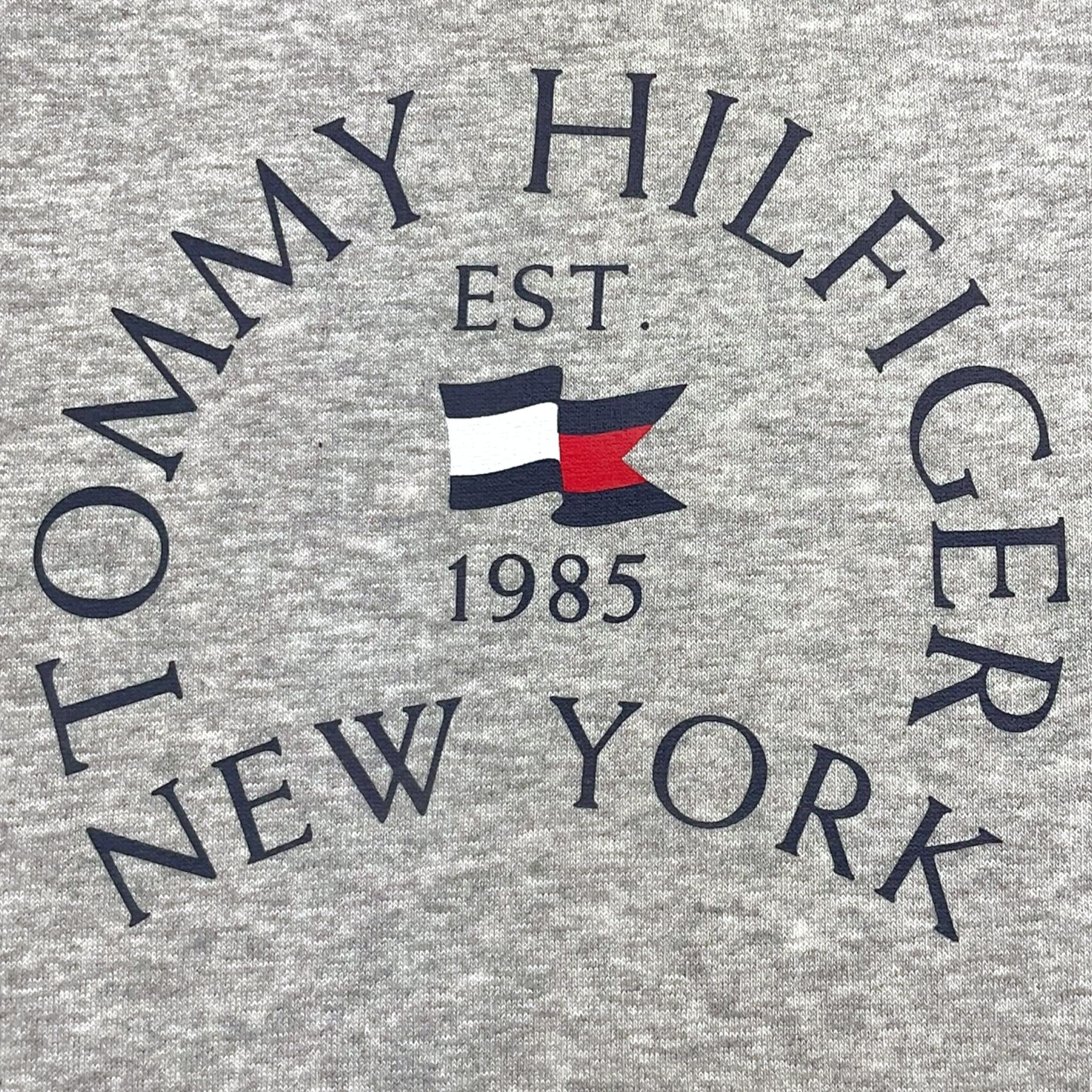 TOMMY HILFIGER felpa girocollo tinta unita con logo Grigio per Bambino KB0KB09192 GRIGIO TOMMY HILFIGER