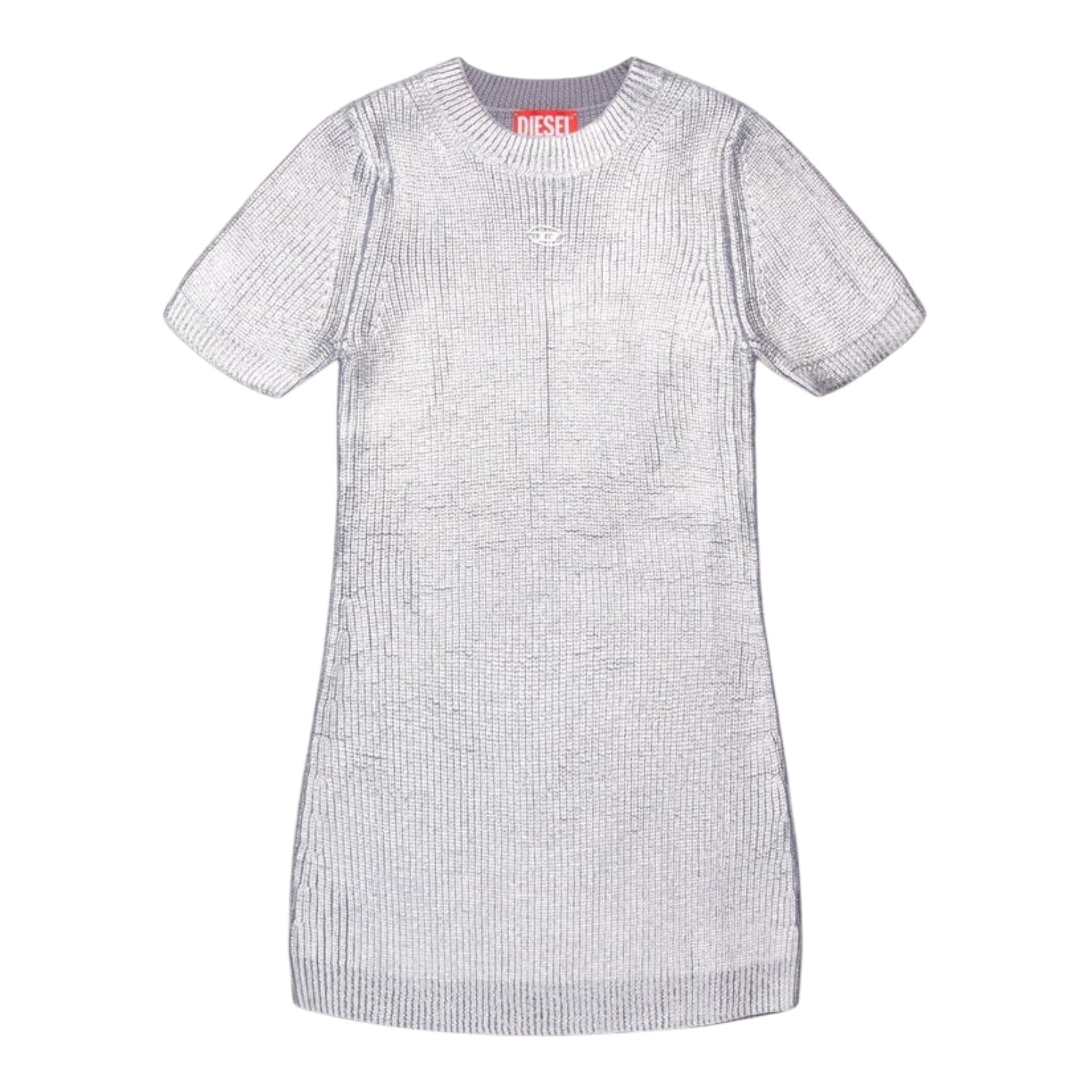 DIESEL abito mezza manica girocollo tinta unita con logo Grigio per Bambina J02068 GRIGIO DIESEL