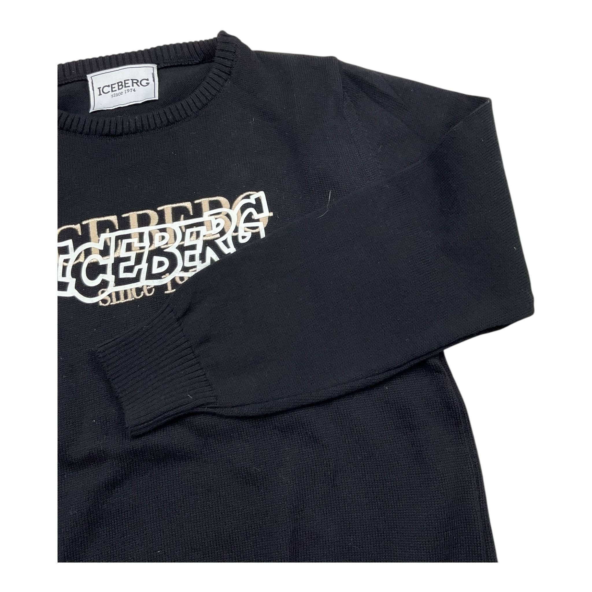 ICEBERG maglia girocollo tinta unita con stampa Nero per Bambino MGICE5300B NERO ICEBERG