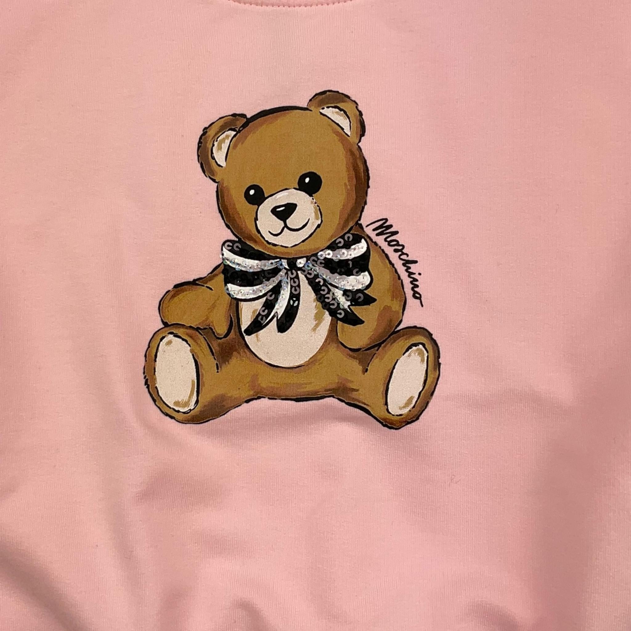 MOSCHINO felpa tinta unita girocollo con stampa Rosa per Bambina HDF06G ROSA MOSCHINO