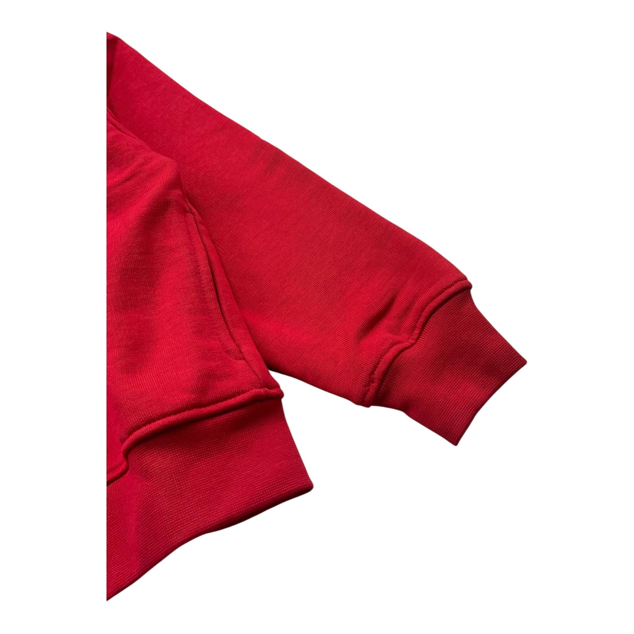 MOUSSE felpa tinta unita con zip cappuccio e stampa Rosso per Bambino TURBORACE ROSSO MOUSSE