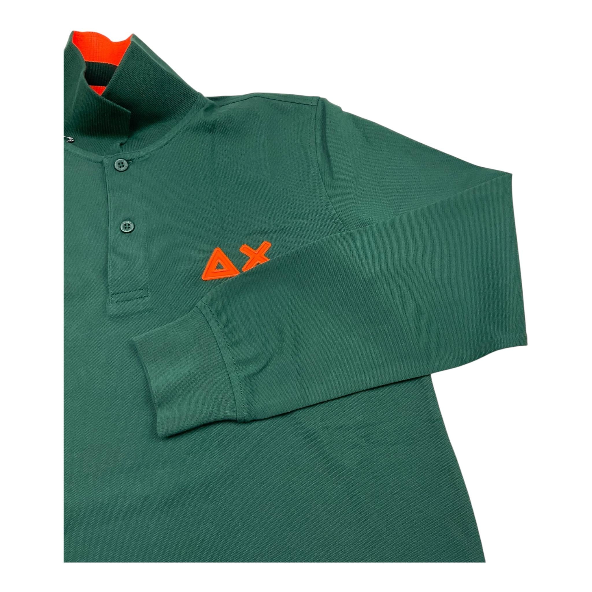 SUN68 polo manica lunga tinta unita con logo in contrasto Verde per Bambino A44312J VERDE SUN68