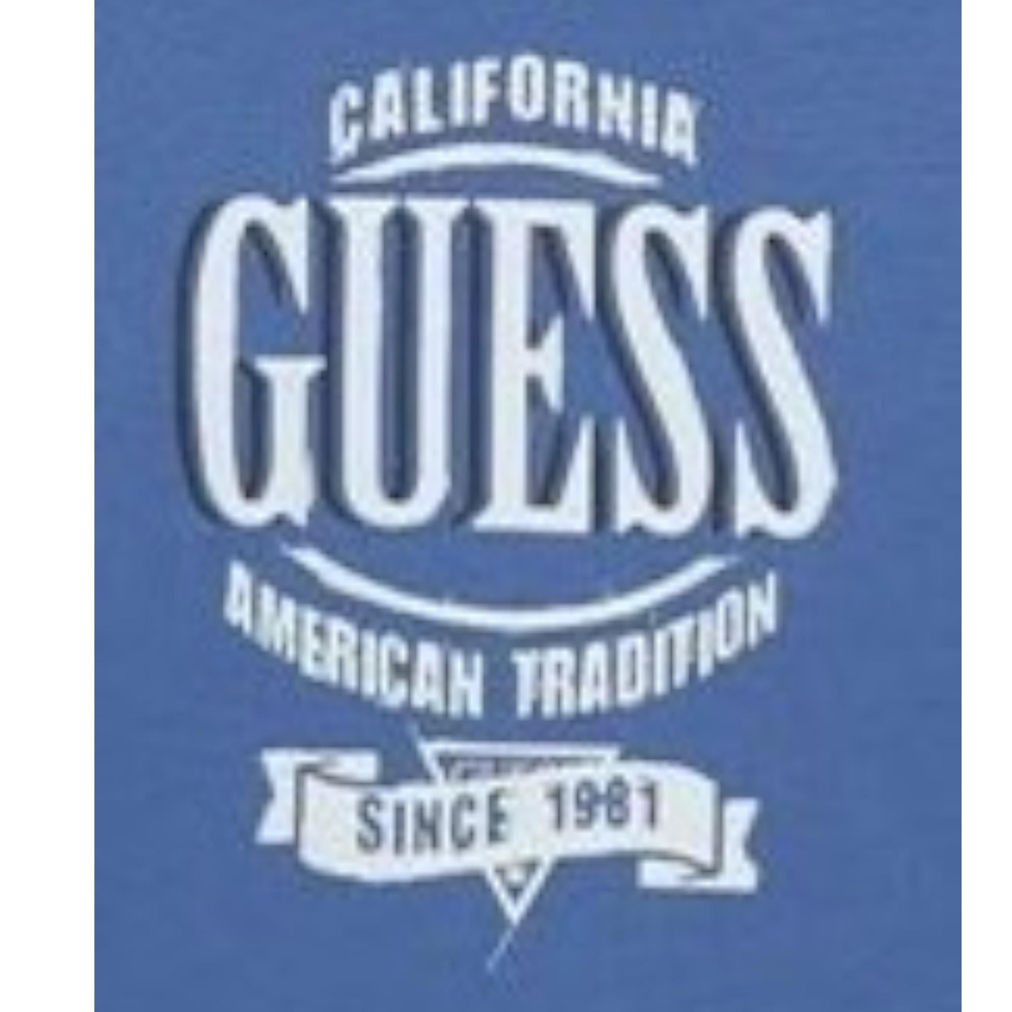 GUESS shirt girocollo tinta unita con stampa Blu per Bambino N4YI30K8HM4J BLU GUESS