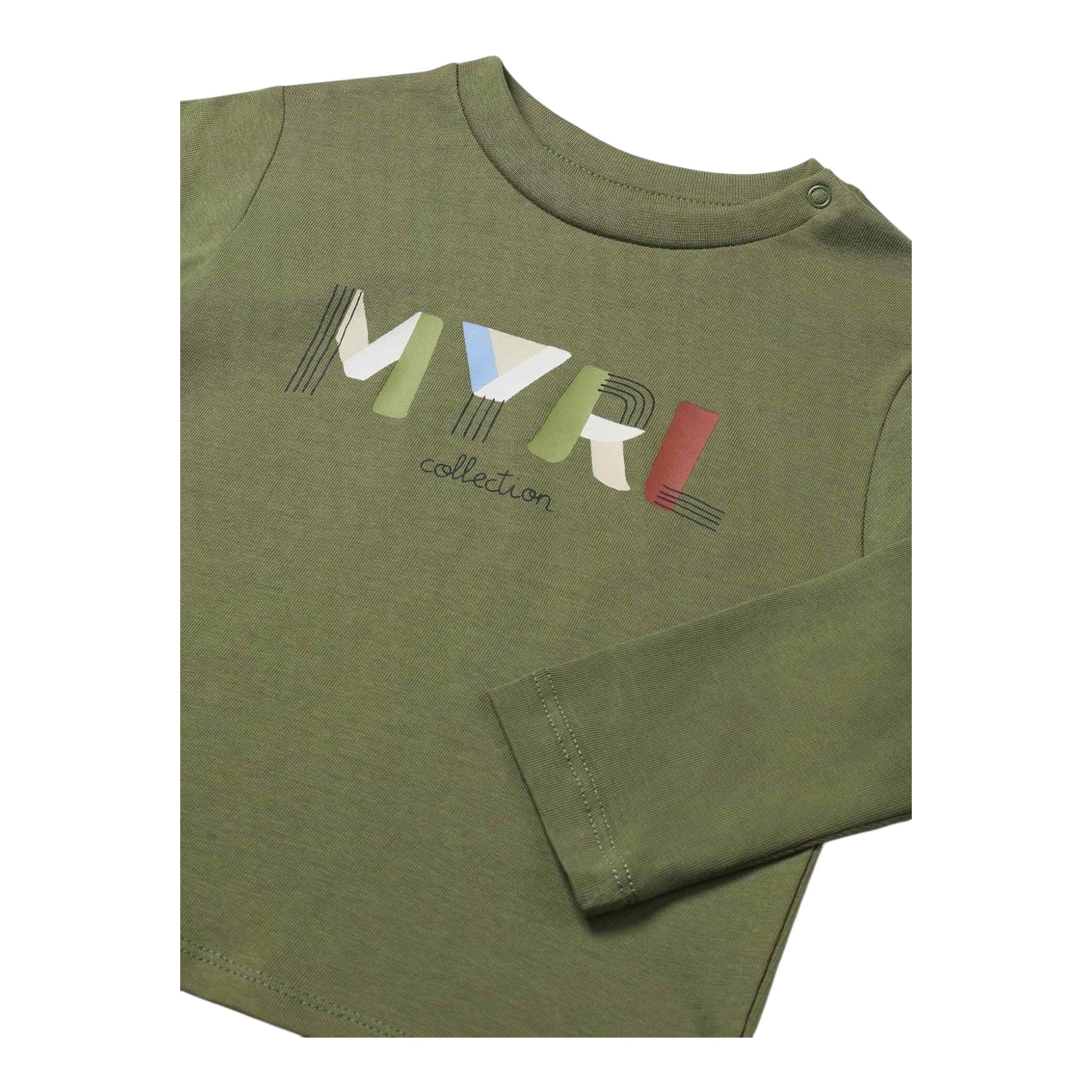 MAYORAL shrit girocollo tinta unita con stampa in contrasto Verde per Neonato 108NXX VERDE MAYORAL
