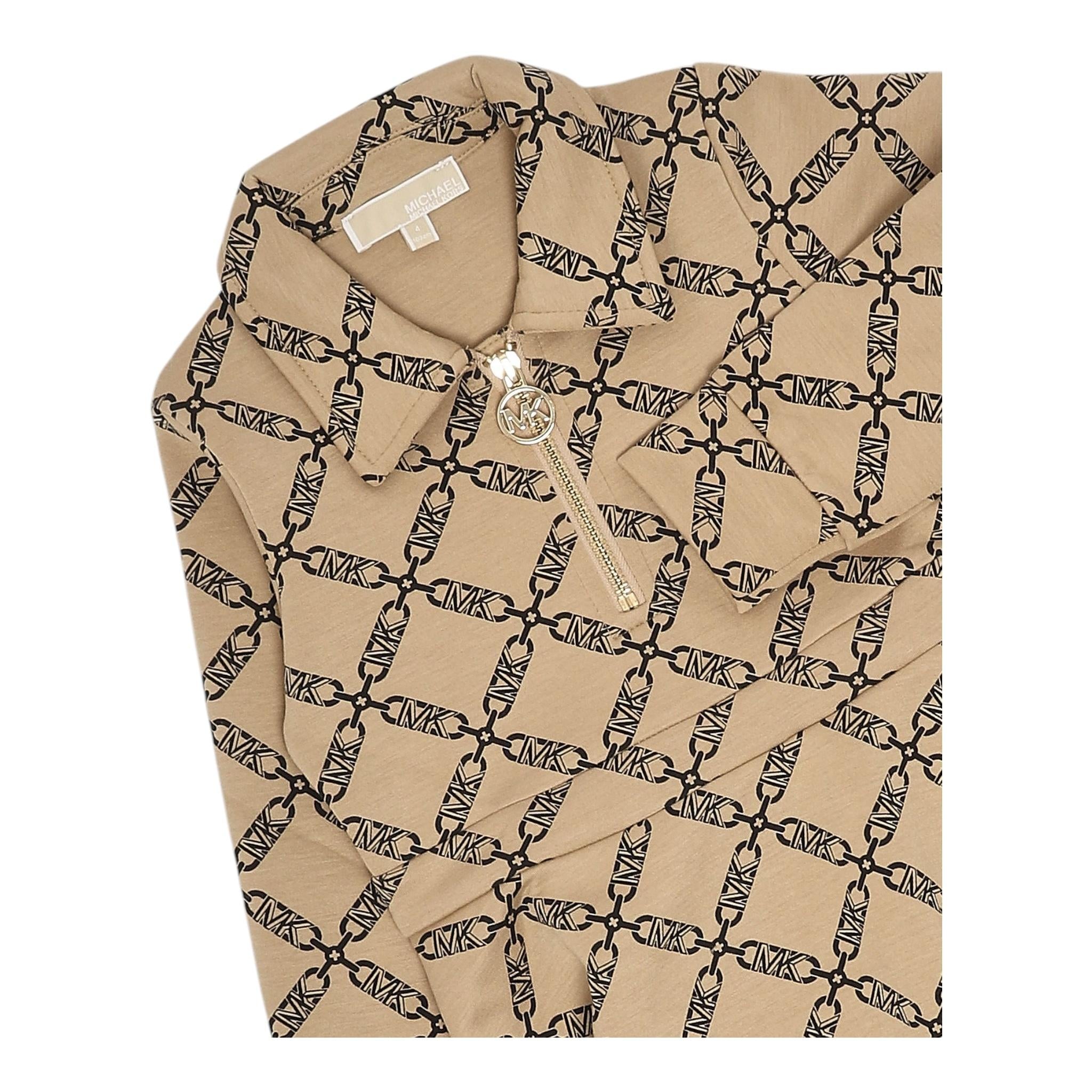 MICHAEL KORS abito tinta unita con zip logato Beige per Bambina R30164 BEIGE MICHAEL KORS