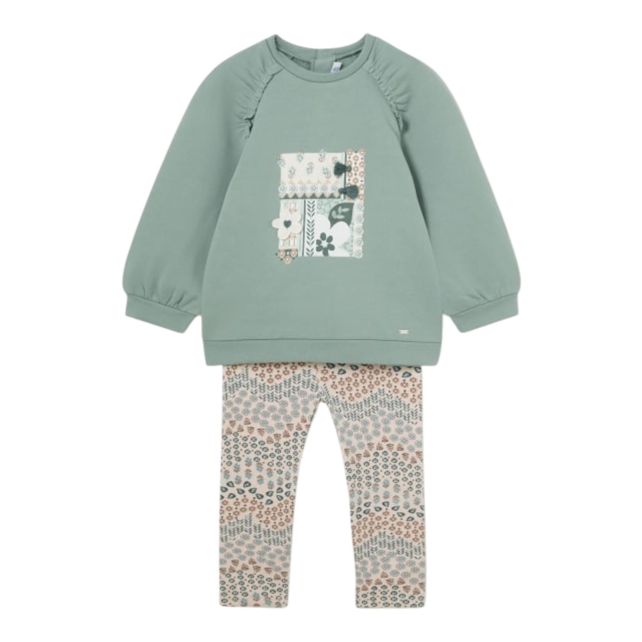 MAYORAL completo 2pz felpa-leggins bicolore con stampa Verde per Bambina 2710 VERDE MAYORAL