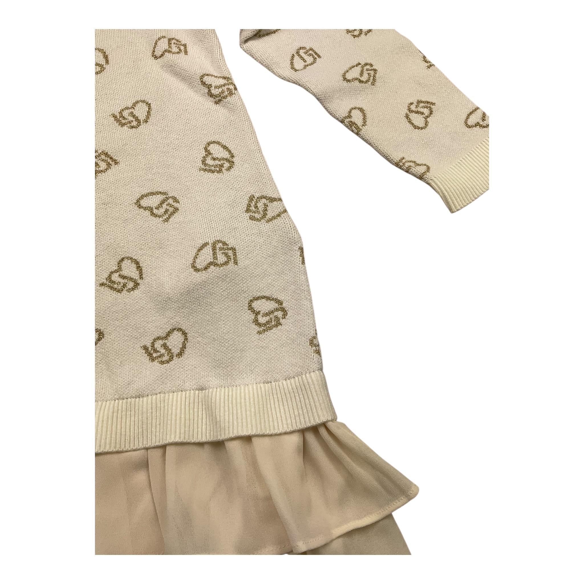 LIU JO abit manica lunga tinta unita con stampe in contrasto Panna per Bambina GF4041J PANNA LIU JO
