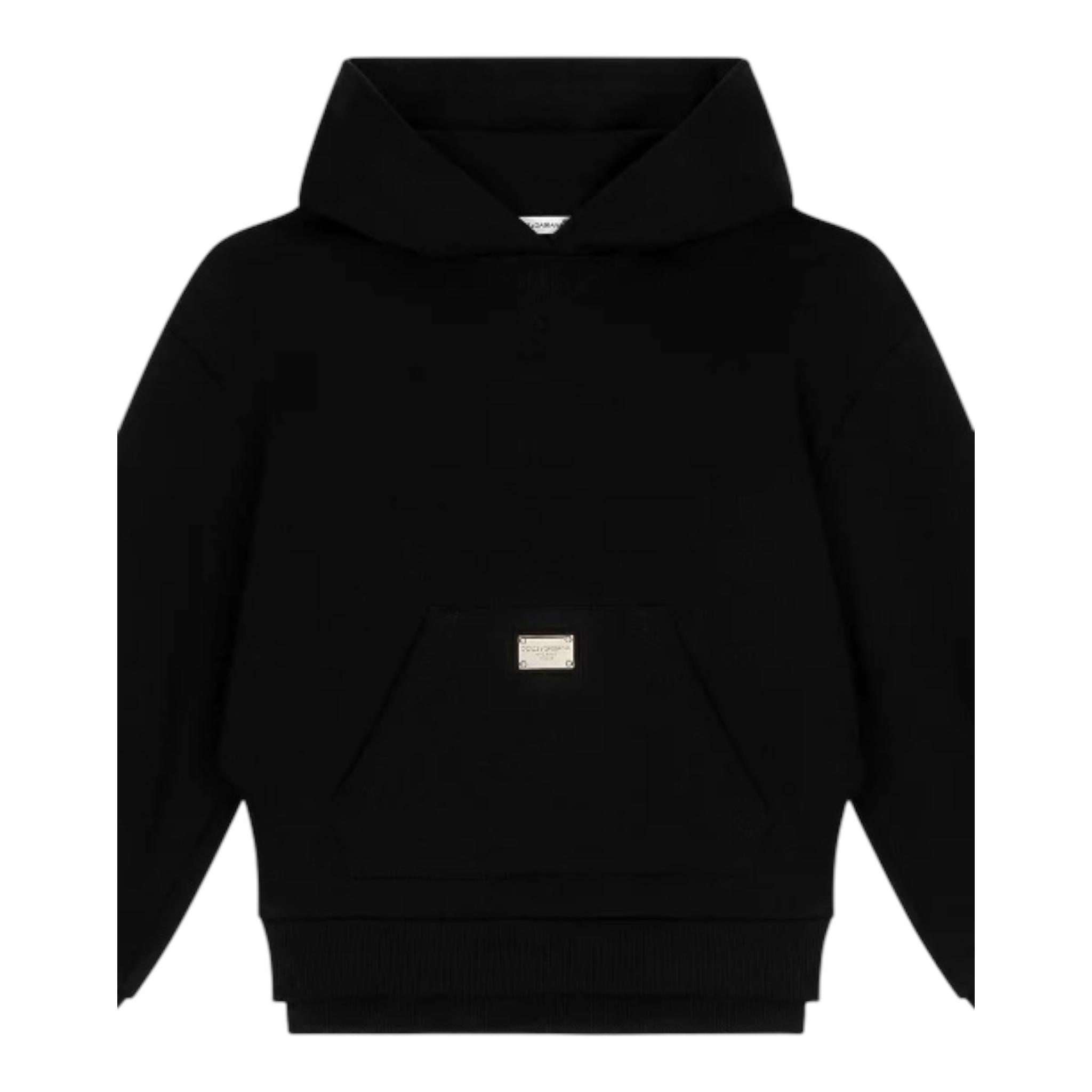 DOLCE & GABBANA fepa tinta unita con cappuccio e logo Nero per Bambina L5JW9S NERO DOLCE & GABBANA