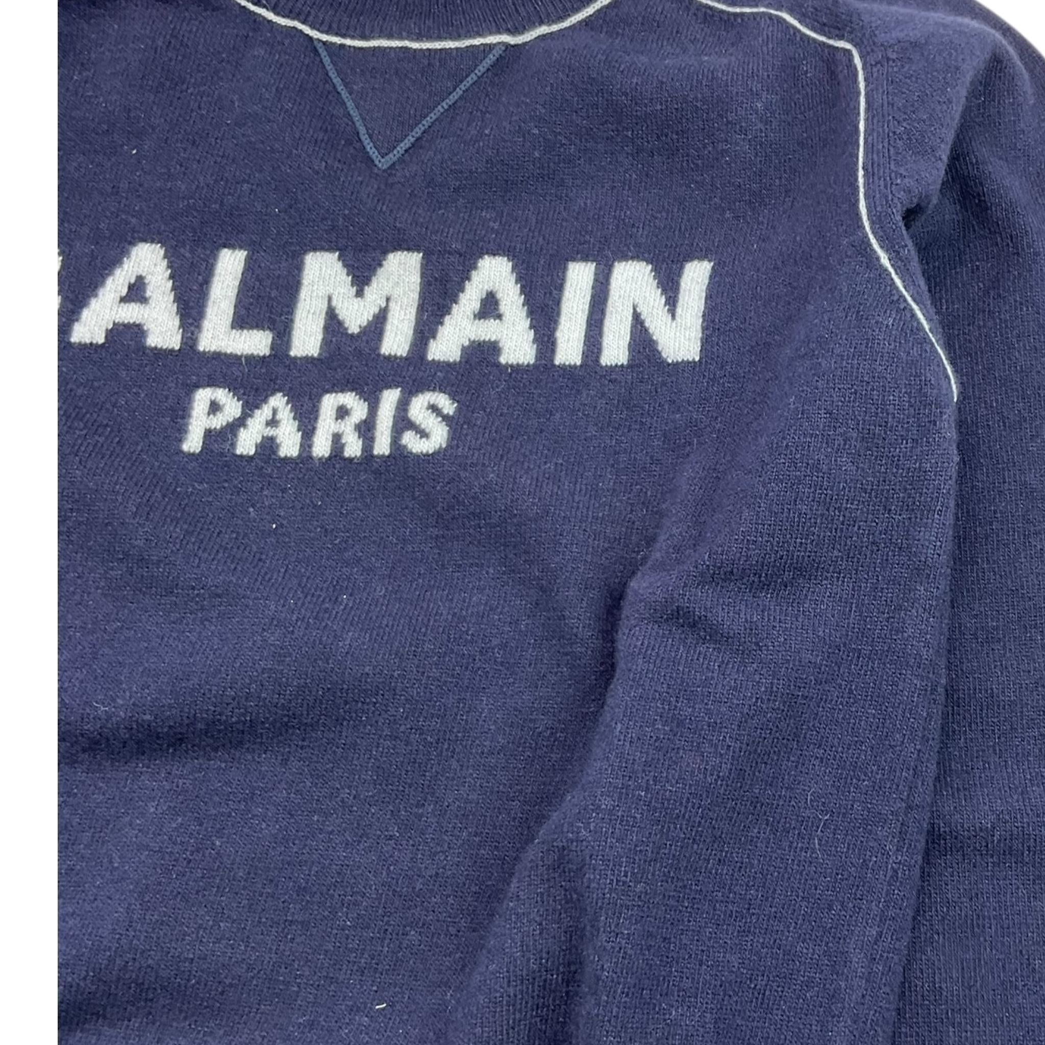 BALMAIN maglia tinta unita con stampa Blu per Bambino BV9P40 BLU BALMAIN