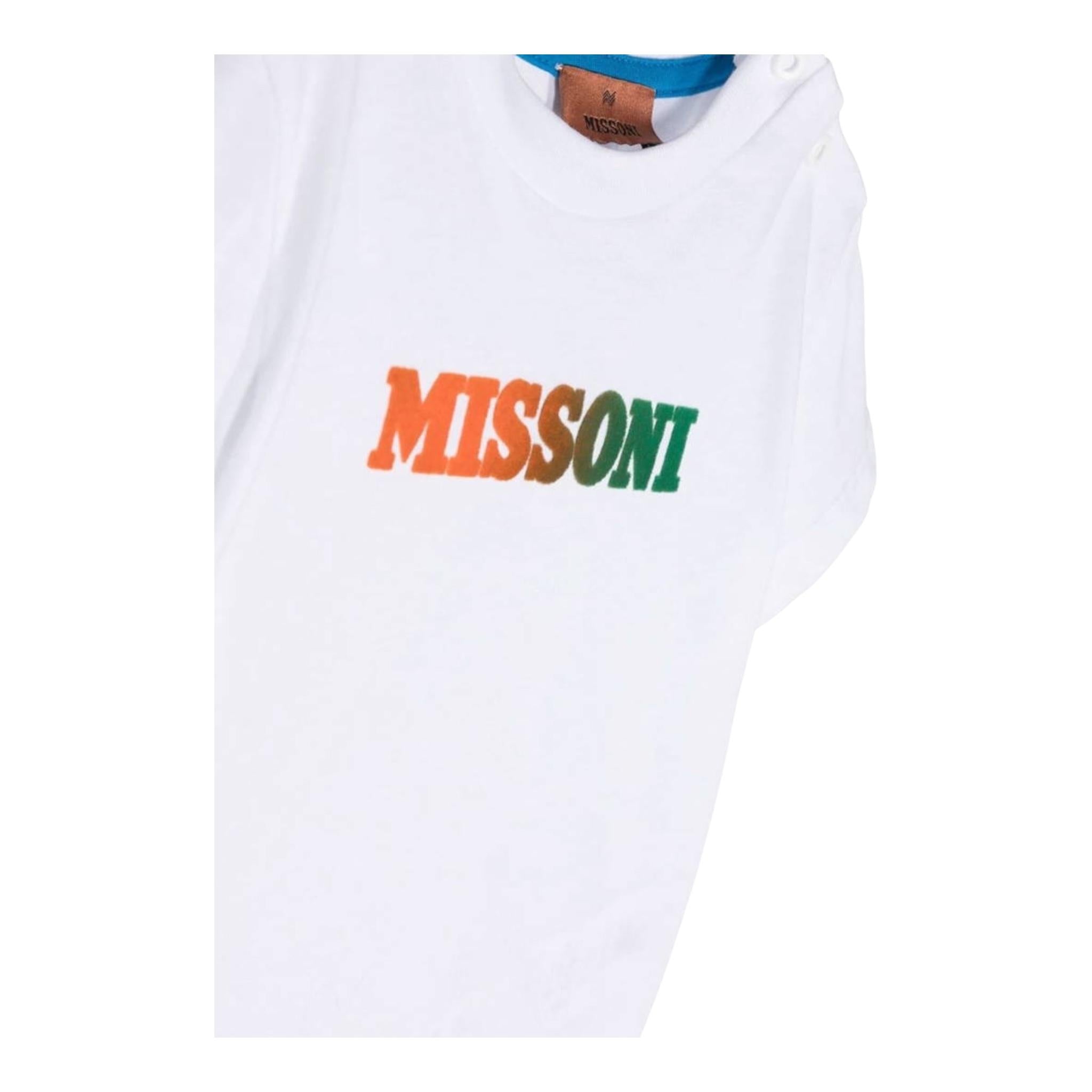 MISSONI t-shirt girocollo tinta unita con stampa in contrasto Bianco per Neonato MT8501 BIANCO MISSONI