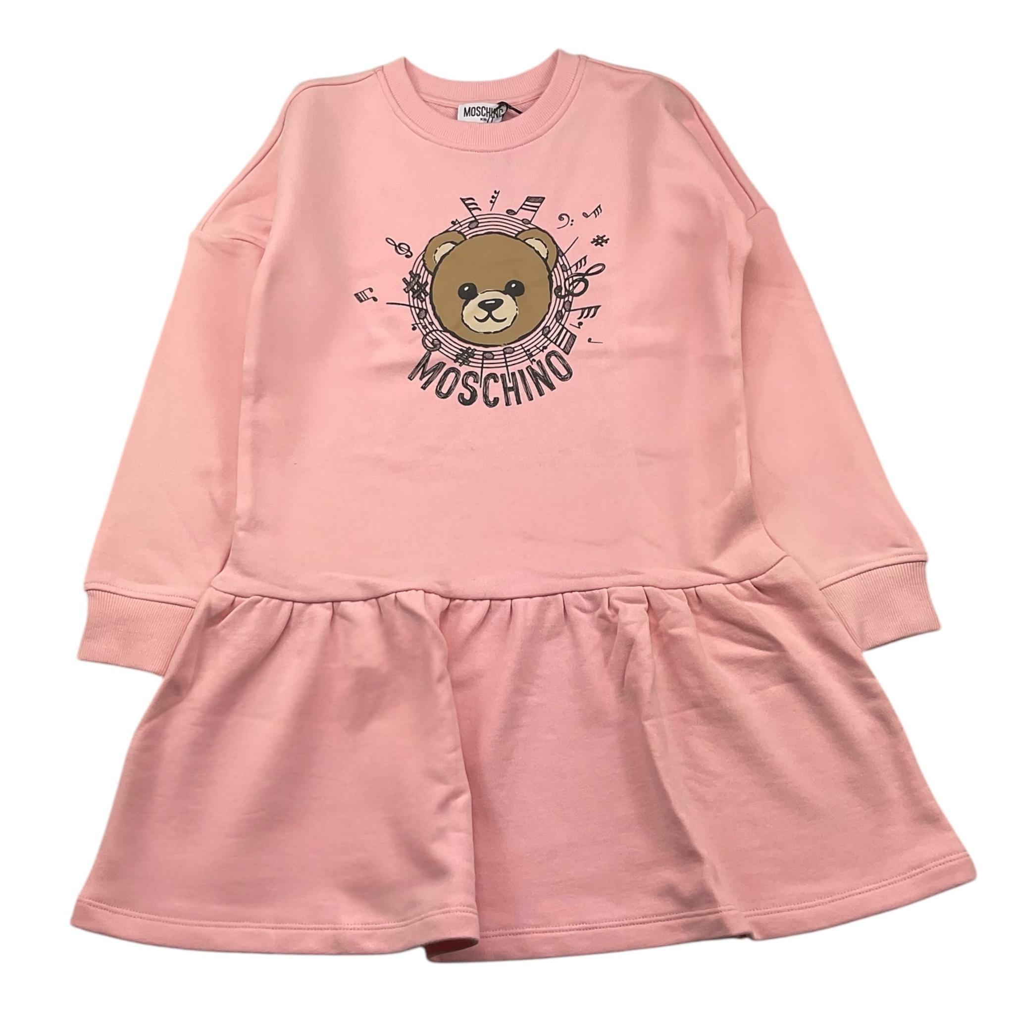 MOSCHINO abito tinta unita con stampa Rosa per Bambina MDV0GS ROSA MOSCHINO
