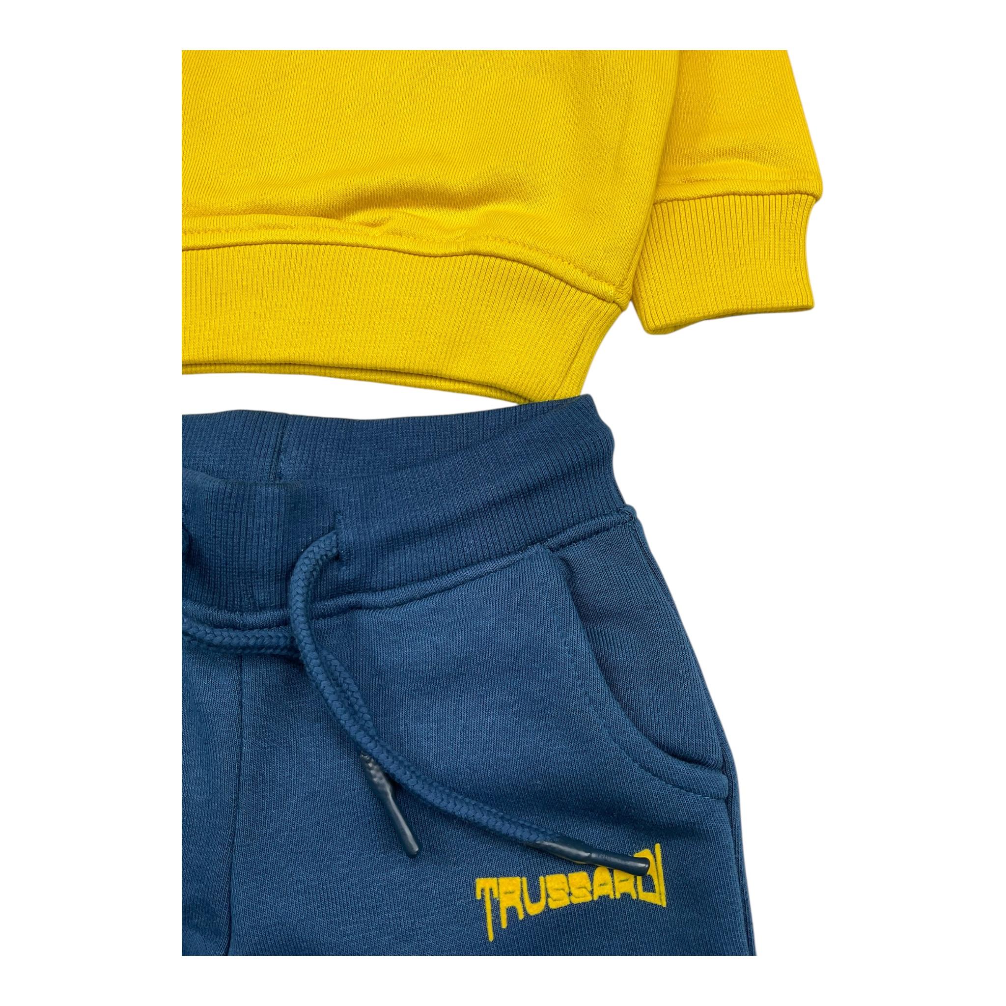 TRUSSARDI completo 2 pezzi felpa-pantalone bicolore Giallo/blu per Neonato TIA24137CFN GIALLO/BLU TRUSSARDI