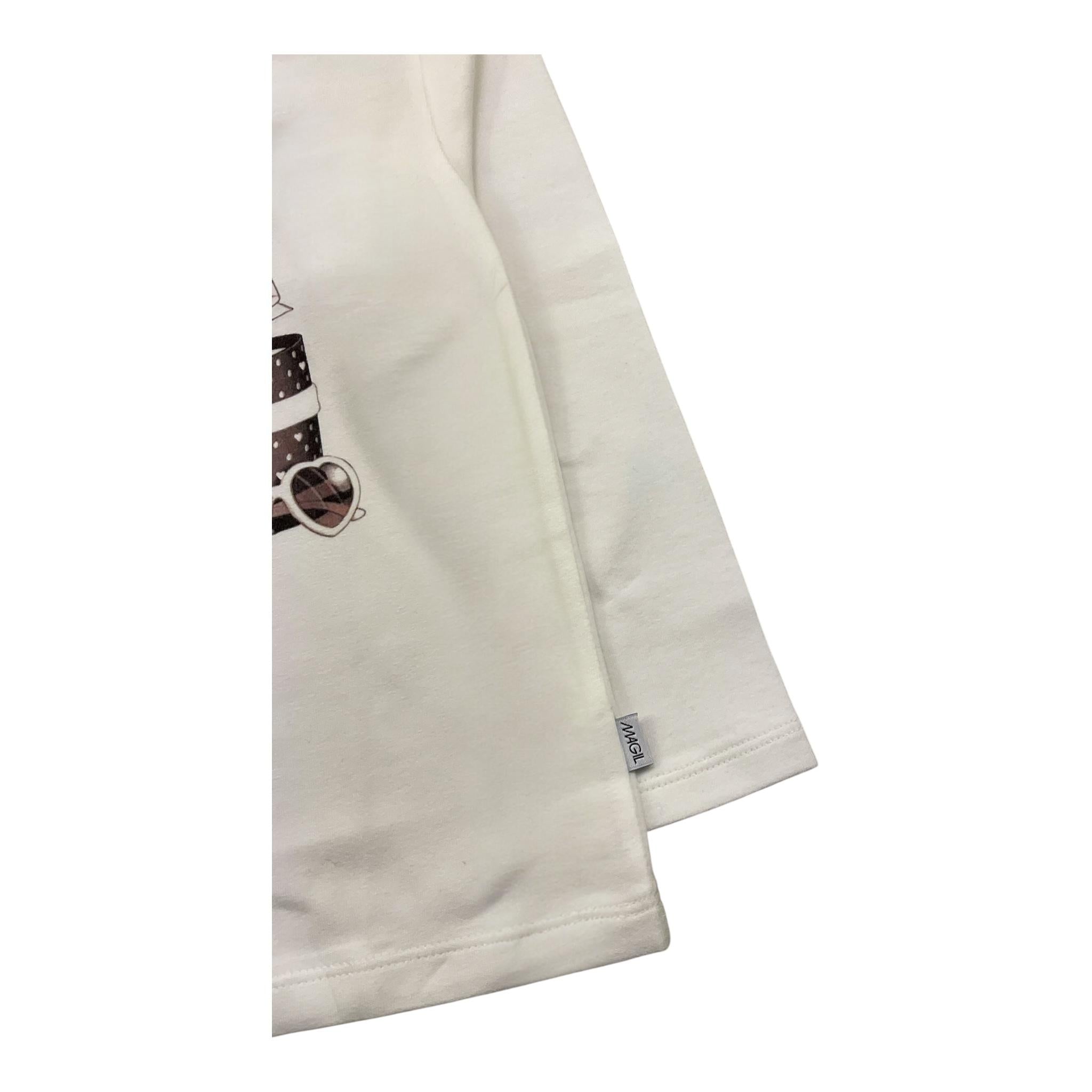 MAGIL shirt girocollo tinta unita con stampa in contrasto Panna per Bambina GN26160 PANNA MAGIL