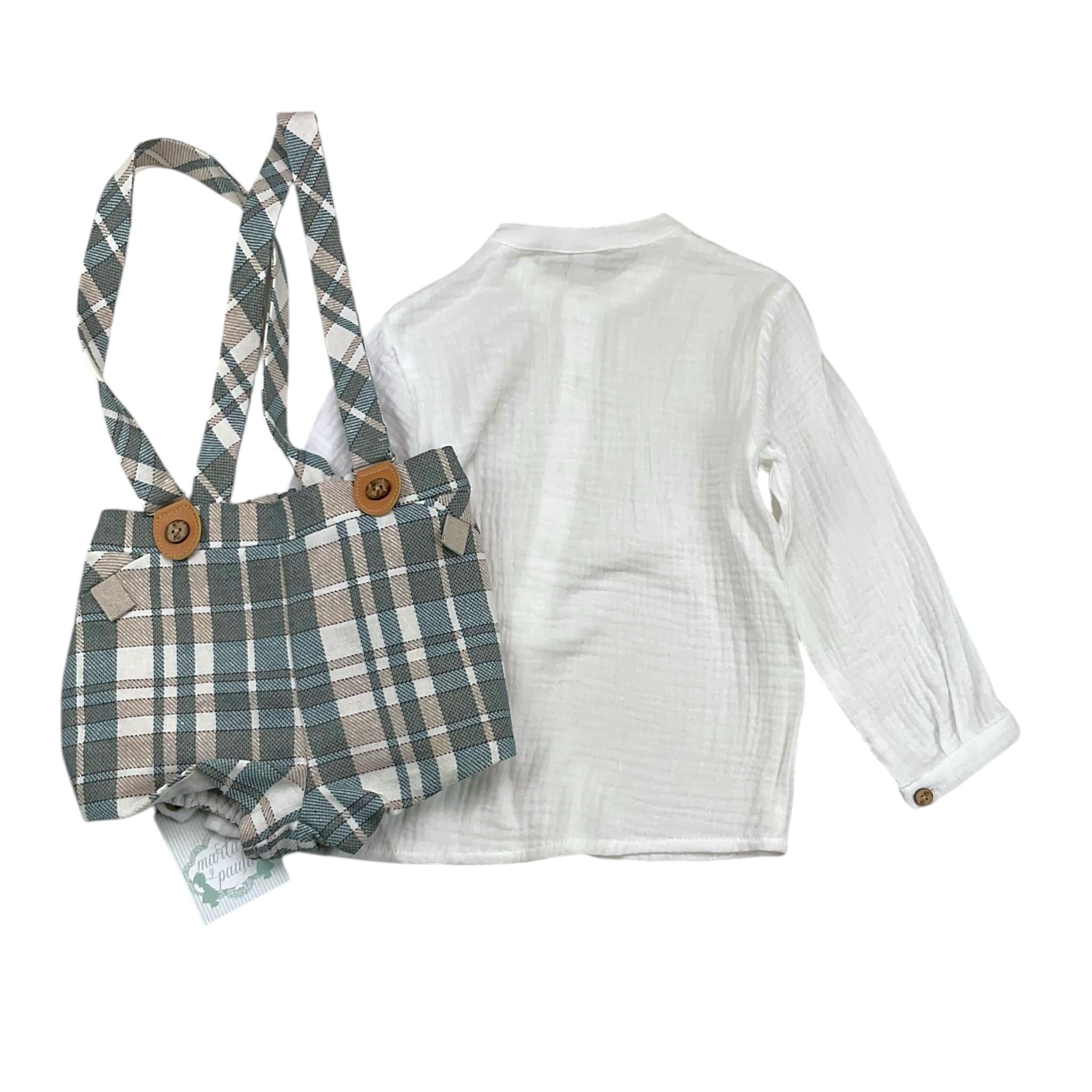 MARTA Y PAULA completo bicolore 2pz camicia-salopettes Bianco per Bambino 1859 BIANCO MARTA Y PAULA