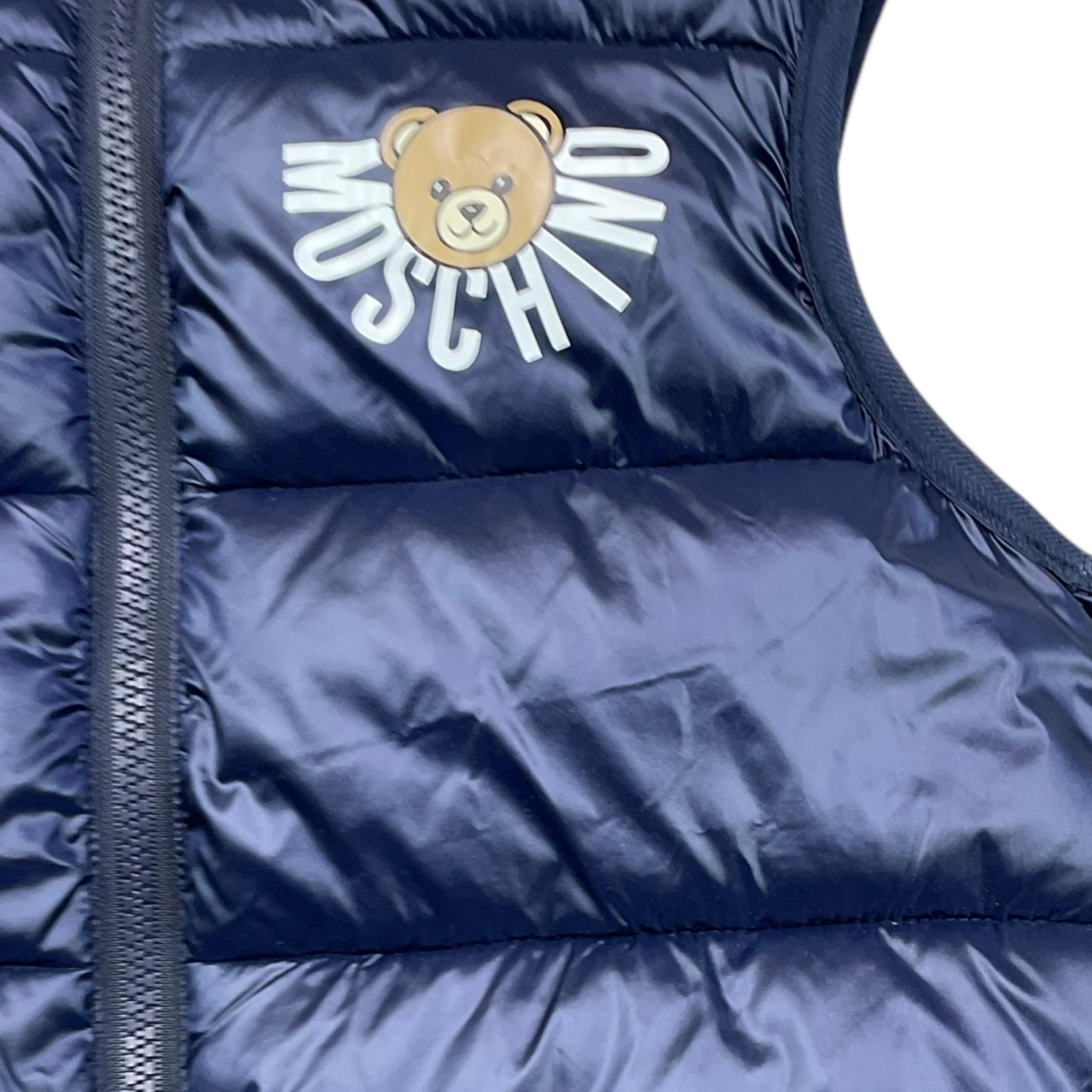 MOSCHINO giubbino tinta unita smanicato con stampa Blu per Bambino HQS02K BLU MOSCHINO