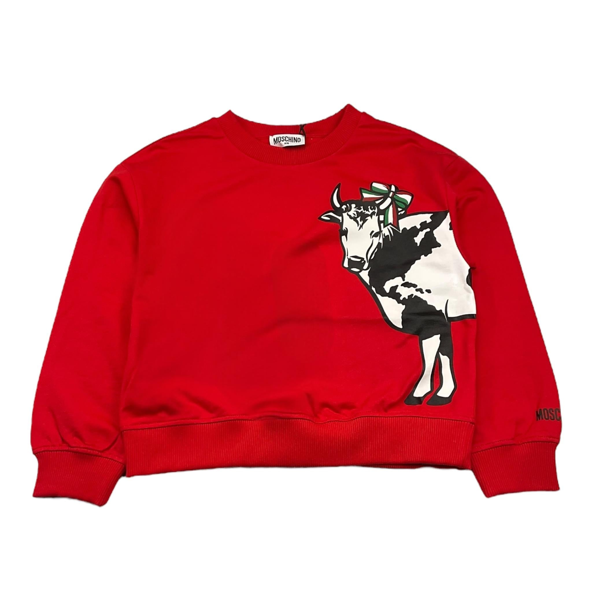 MOSCHINO felpa girocollo tinta unita con stampa Rosso per Bambina HPF07Y ROSSO MOSCHINO