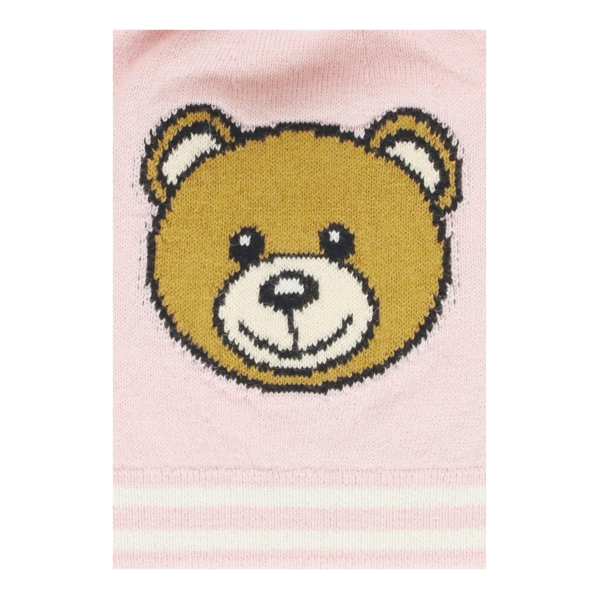 MOSCHINO cappello tinta unita con stampa e pon pon Rosa per Neonata MUX04WAX ROSA MOSCHINO