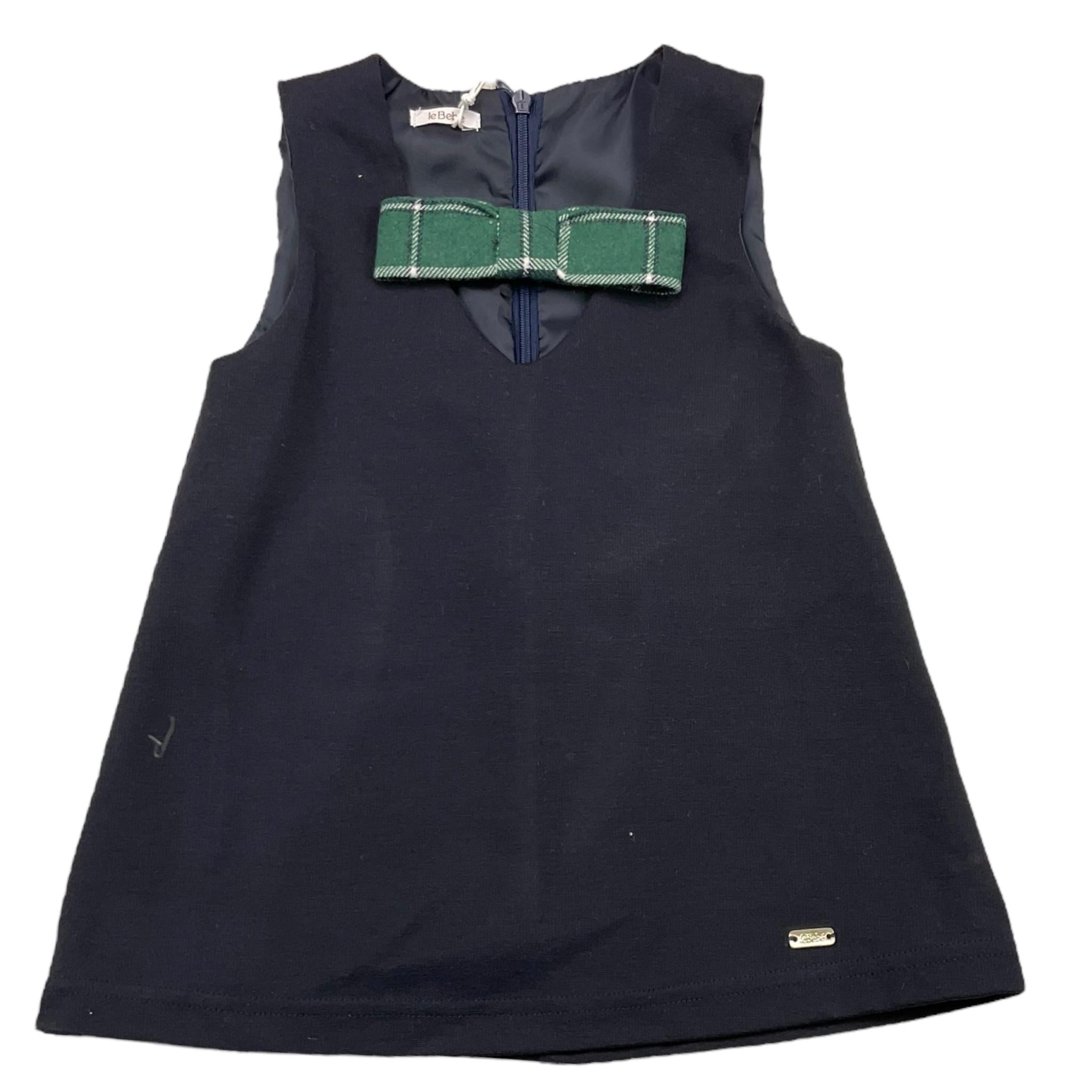 LE BEBE' abito giromanica tinta unita cn fiocco Blu per Neonata LBG6108 BLU LE BEBE'