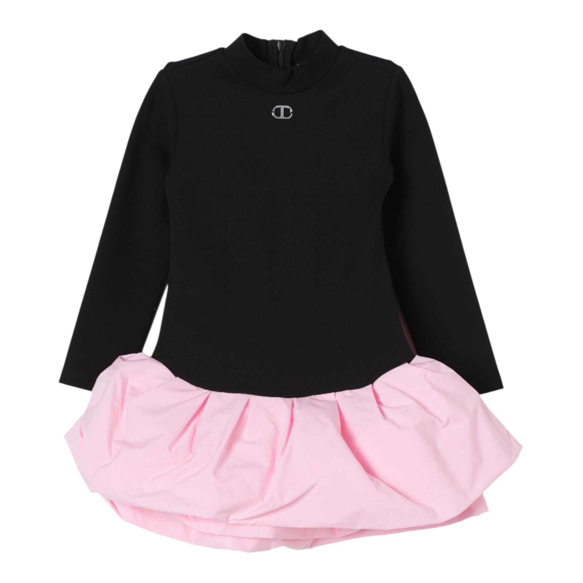 TWINSET abito manica lunga tinta unita con gonna in contrasto Nero per Neonata 242GJ2052XN NERO TWINSET