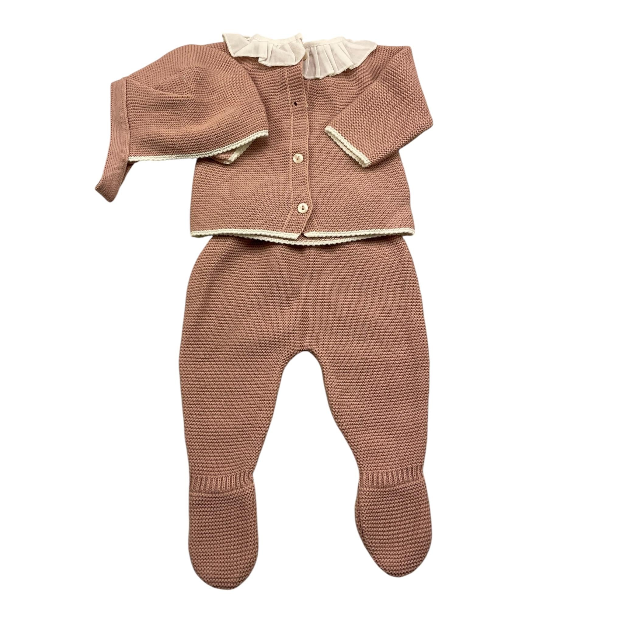 VALENTINA BEBES completo 3 pezzi maglia-ghettina-cappello Rosa per Neonata HOW27 ROSA VALENTINA BEBES