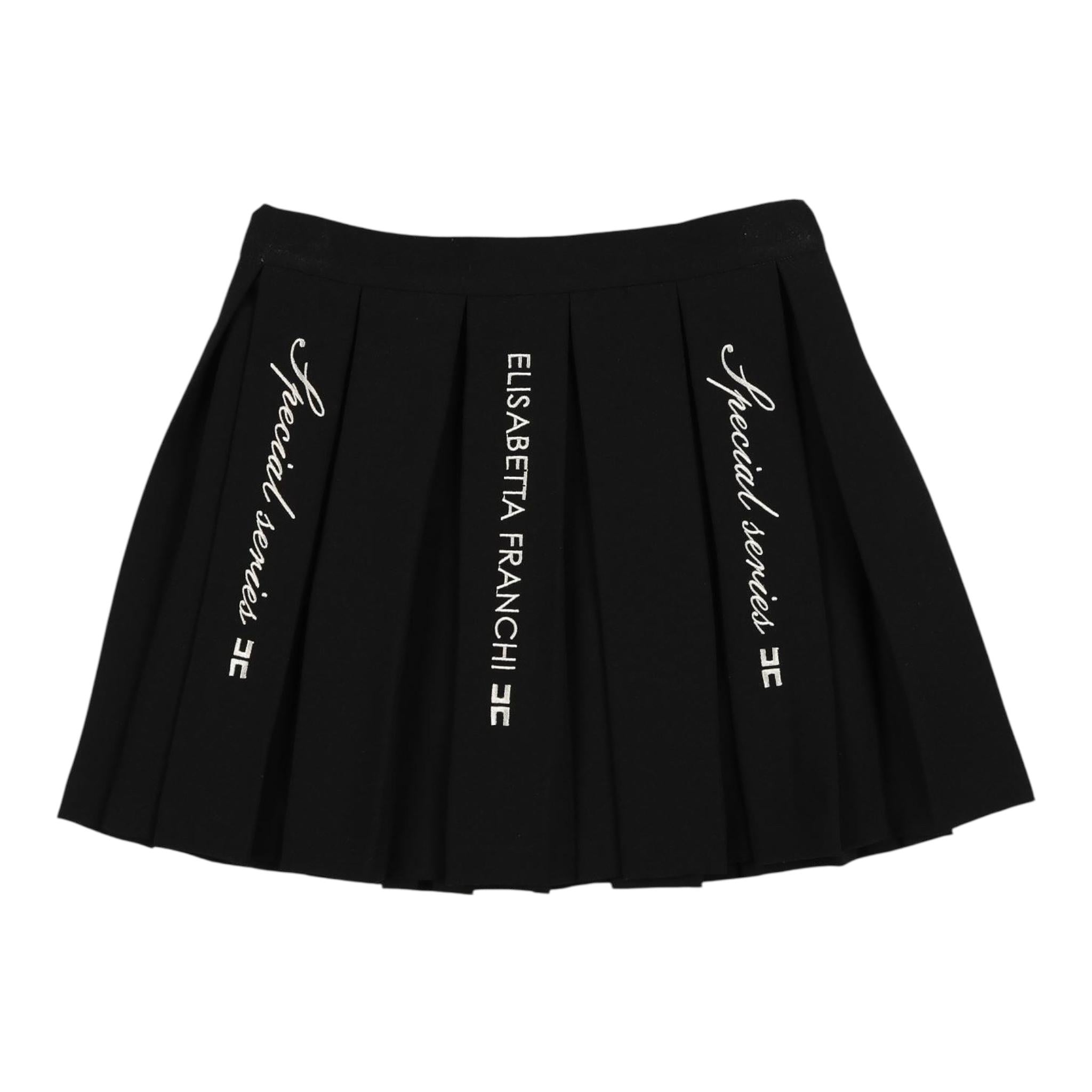 ELISABETTA FRANCHI gonna tinta unita con stampa logo Nero per Bambina EFGO172 NERO ELISABETTA FRANCHI