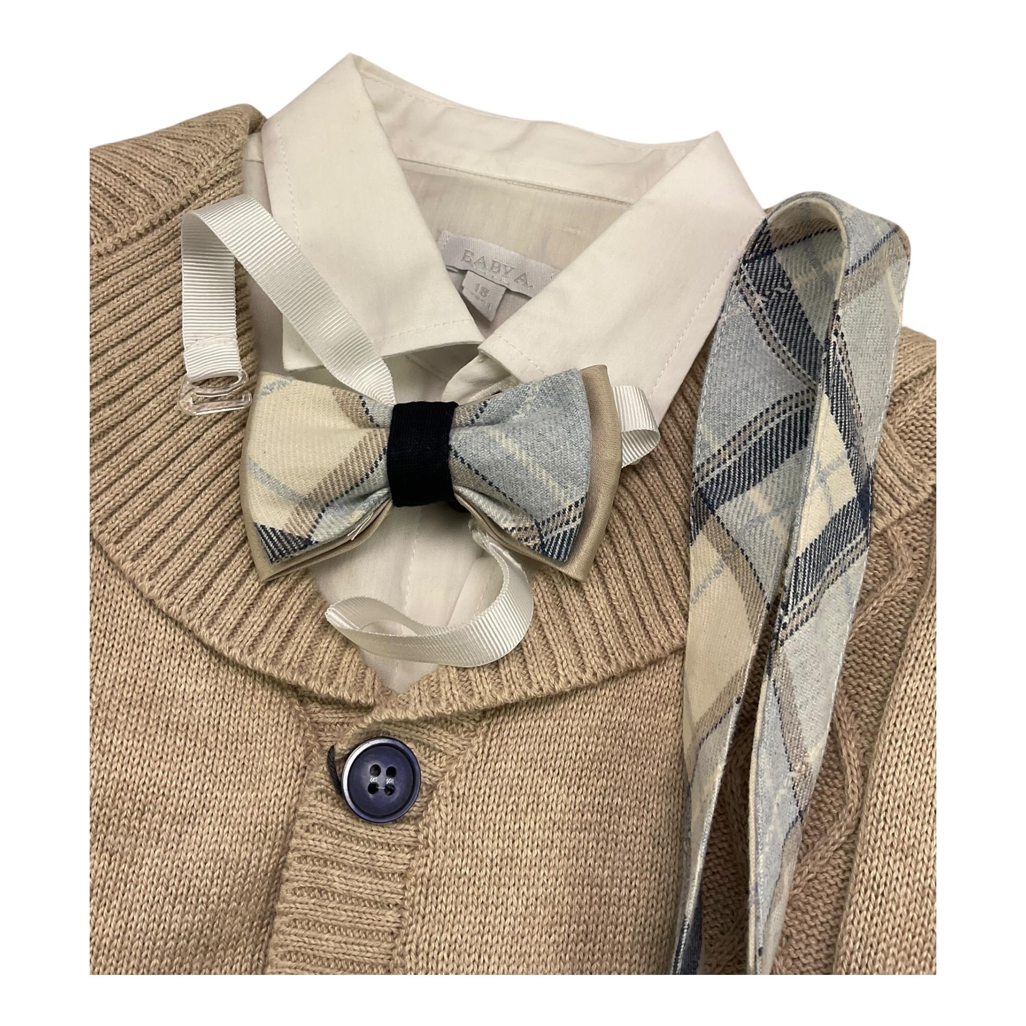 BABY A. completo 4 pezzi camicia-giacca-pantalone-papillon Beige per Neonato A2902 BEIGE BABY A.