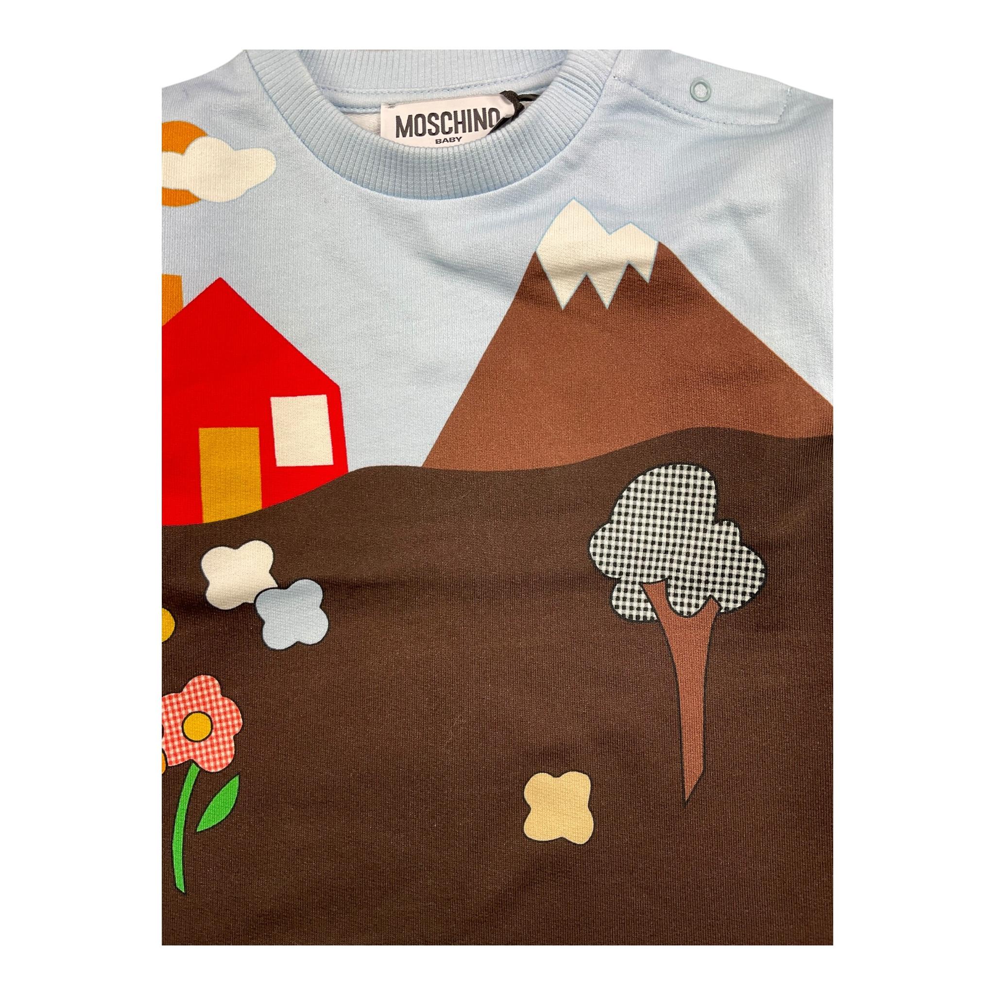 MOSCHINO abito bicolore con stampa Azzurro per Neonata MAV0CV AZZURRO MOSCHINO