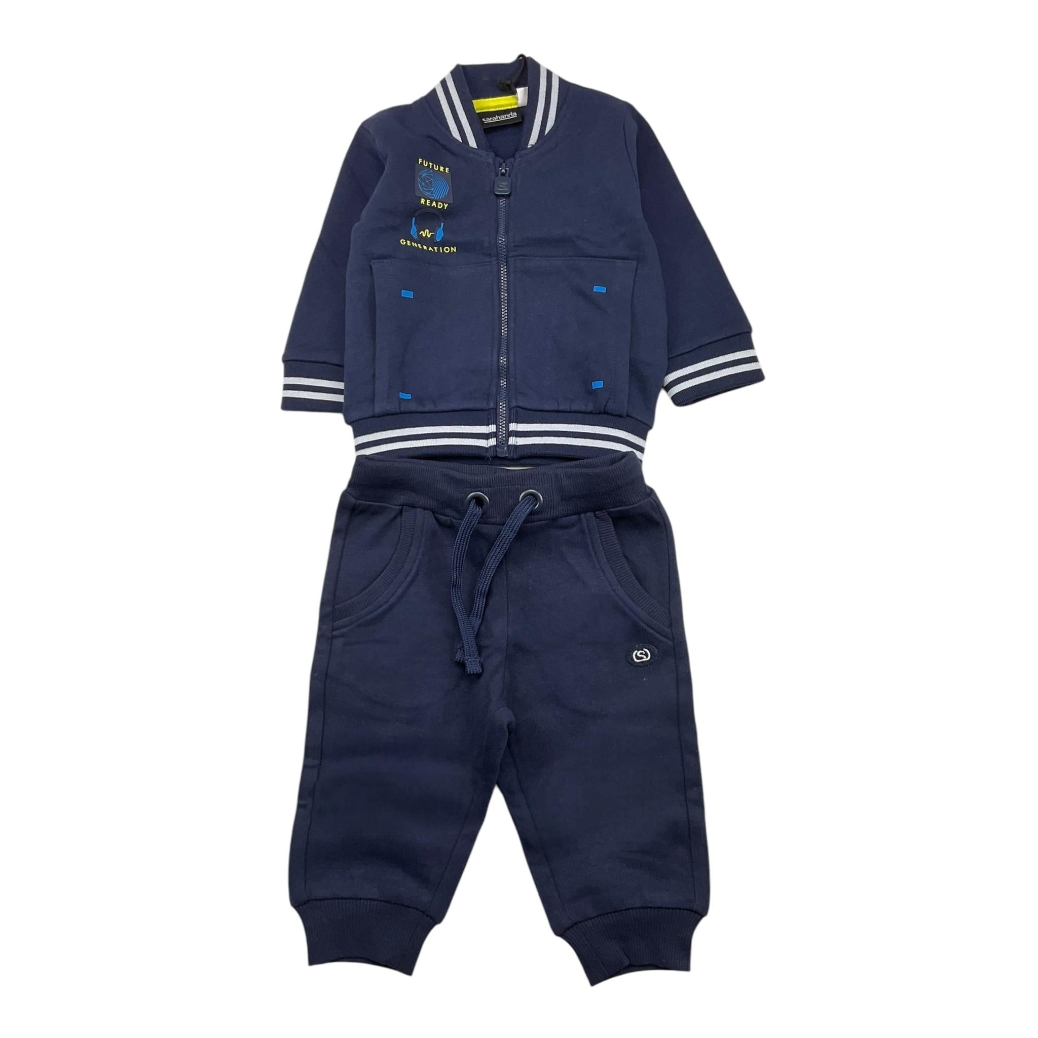 SARABANDA completo 2pz felpa con zip- pantalone Blu per Bambino A002J BLU SARABANDA