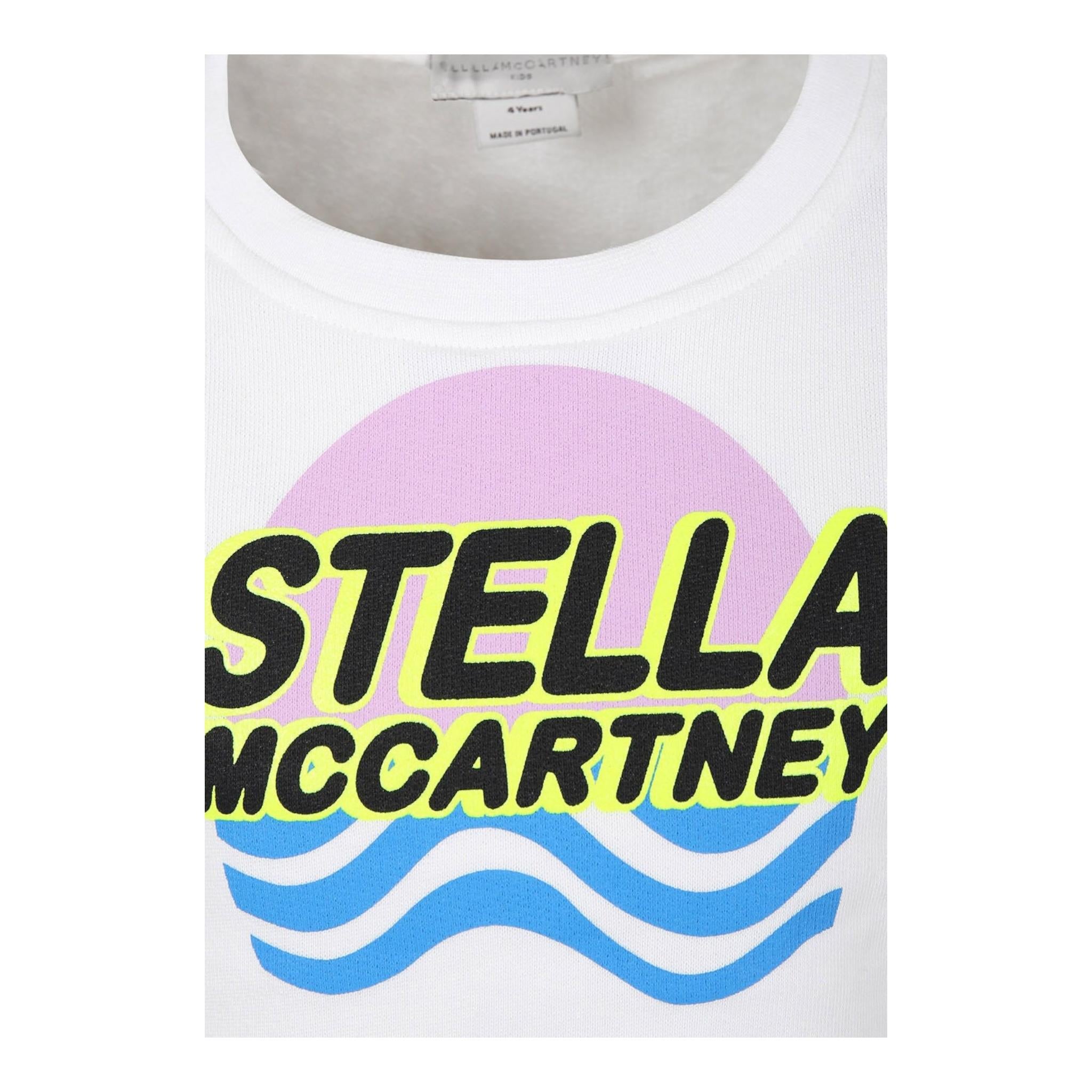 STELLA McCARTNEY felpa chiusa girocollo tinta unita con stampa in contrasto Bianco per Bambina TU4C90 BIANCO STELLA McCARTNEY