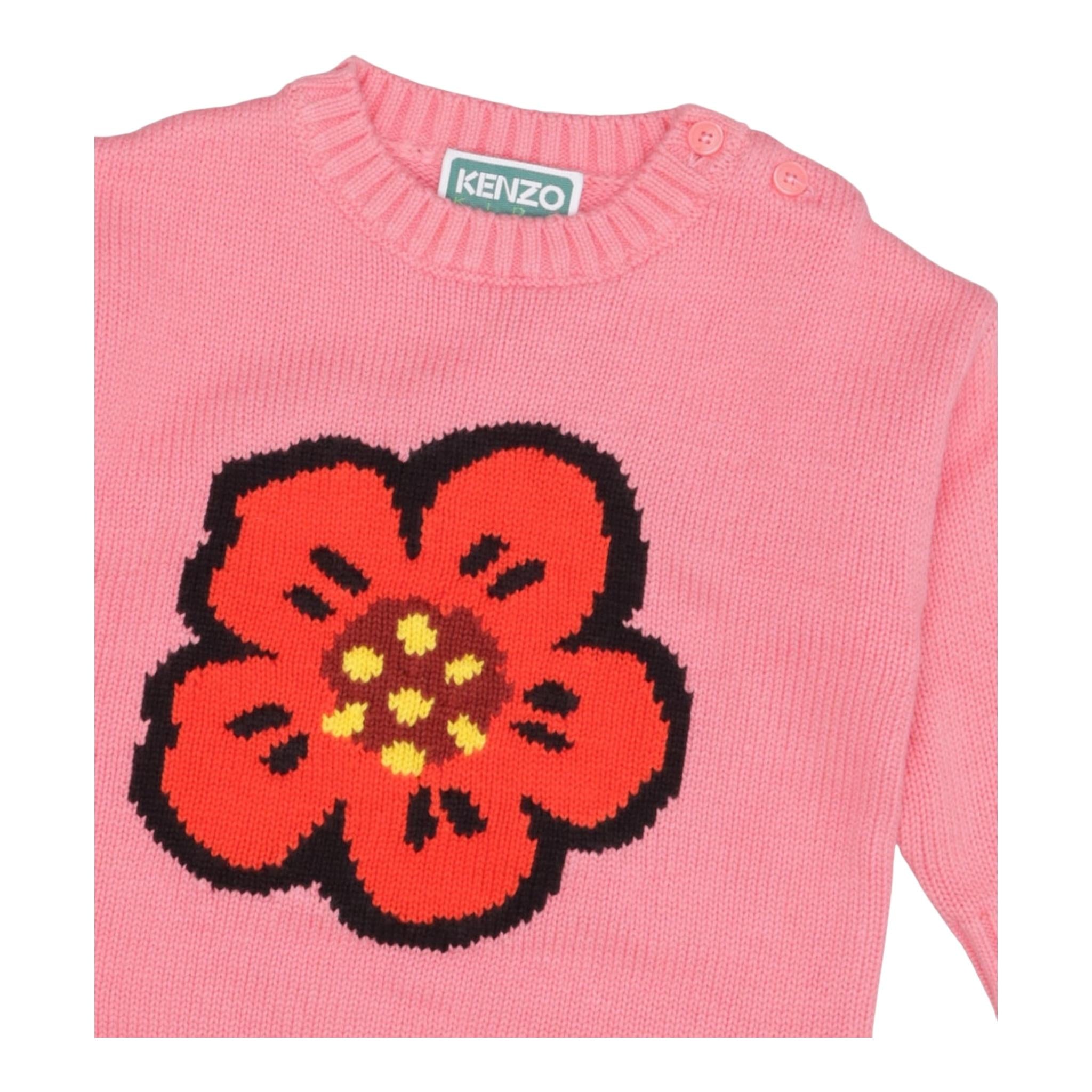KENZO abito in maglia tinta unita con stampa Rosa per Neonata K60479N ROSA KENZO