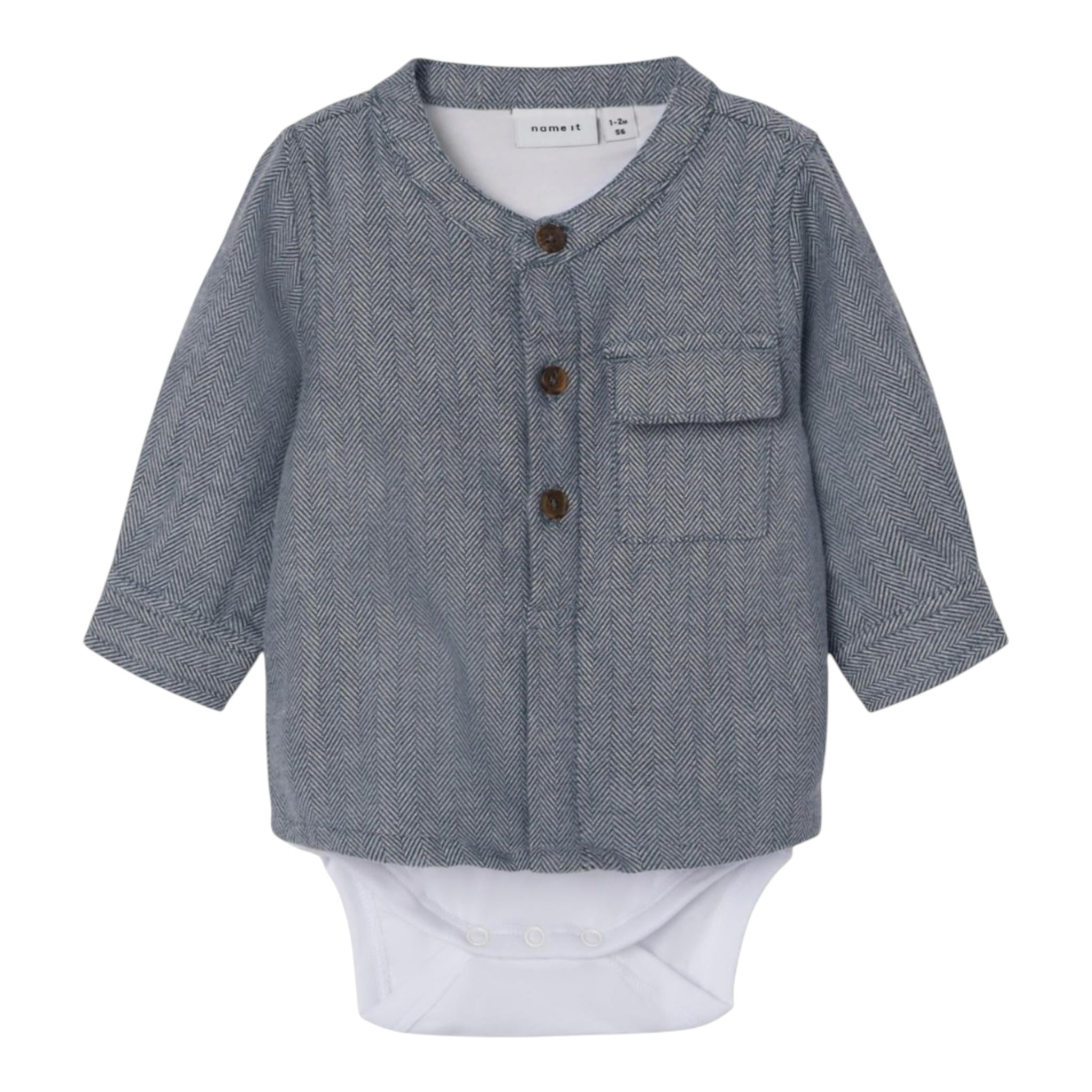 NAME.IT camicia body manica lunga Blu per Neonato 13221372 BLU NAME.IT