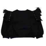 FUN & FUN maglia girocollo tinta unita con frange Nero per Bambina FNJSW15854 NERO FUN & FUN