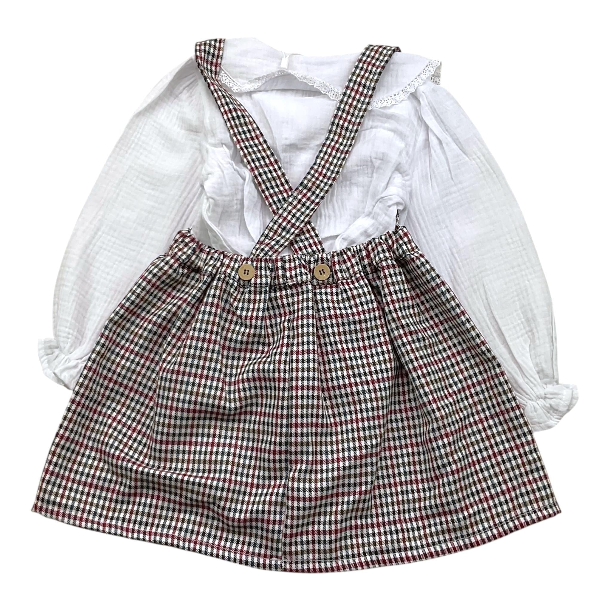 BABIDU completo 2pz salopette-camicia fantasia a quadri Bianco per Neonata 93660 BIANCO BABIDU