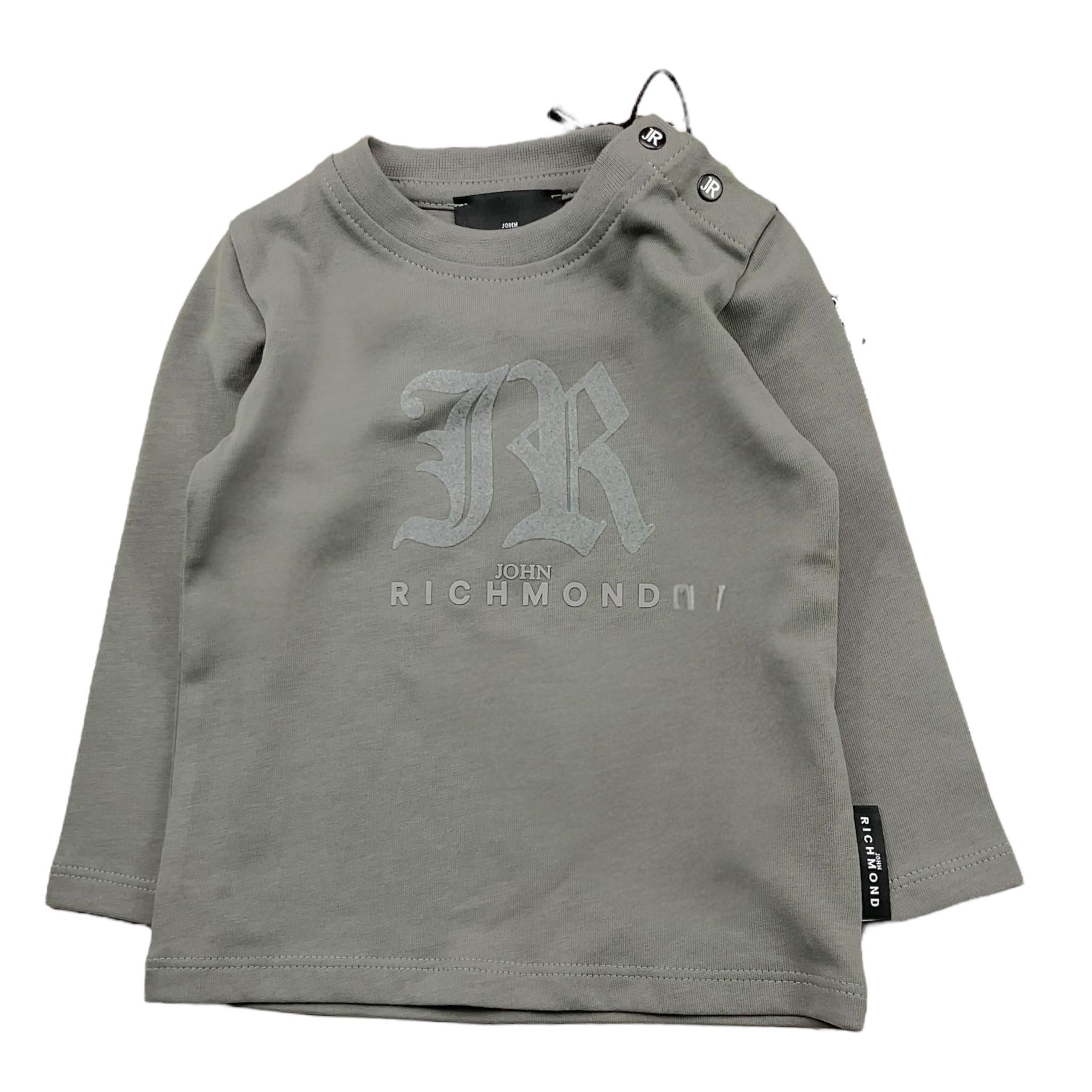JOHN RICHMOND shirt girocollo tinta unita con stampa logo Grigio per Neonato RIA25004TS GRIGIO JOHN RICHMOND
