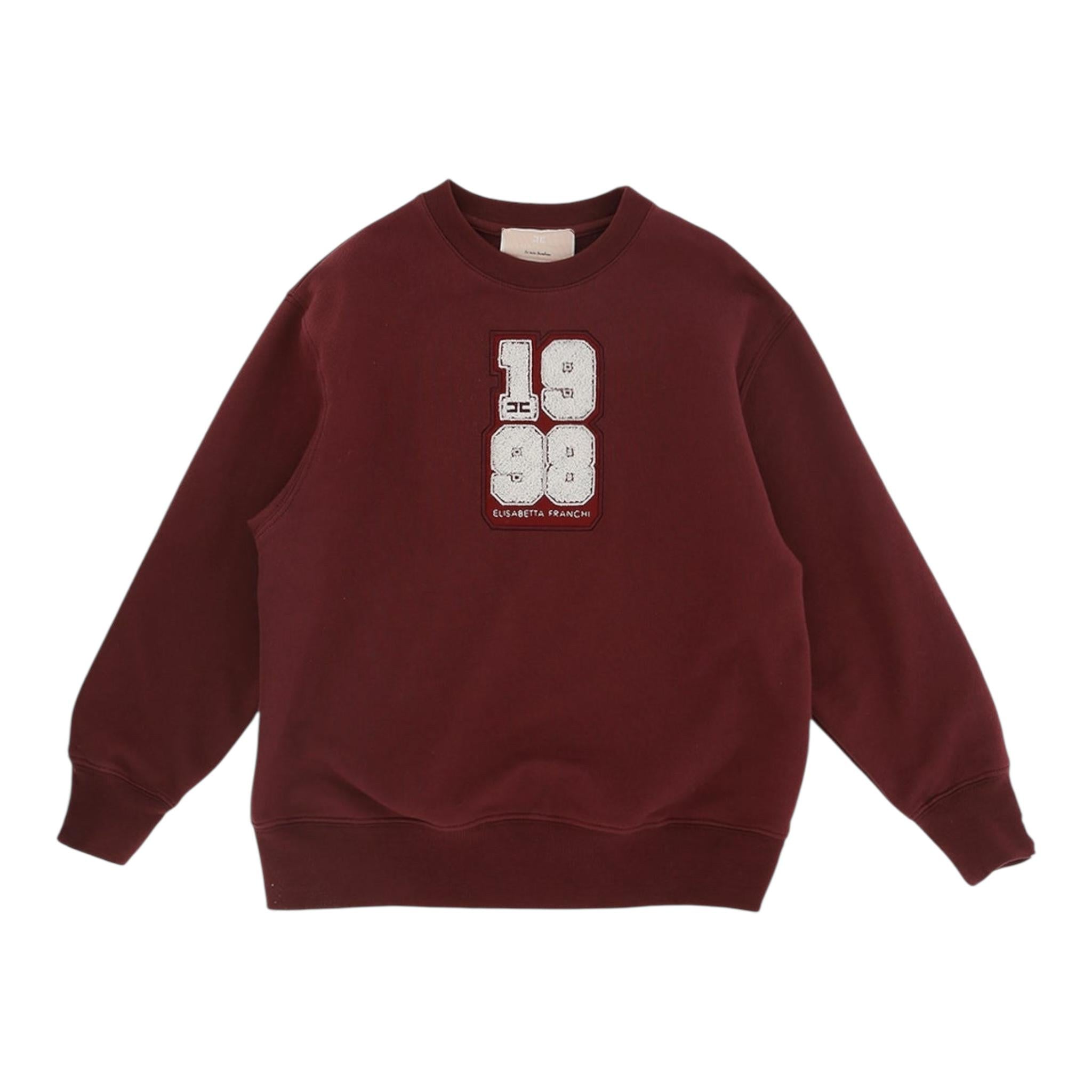 ELISABETTA FRANCHI felpa chiusa girocollo tinta unita con stampa in contrasto Bordeaux per Bambina EFFE127X BORDEAUX ELISABETTA FRANCHI