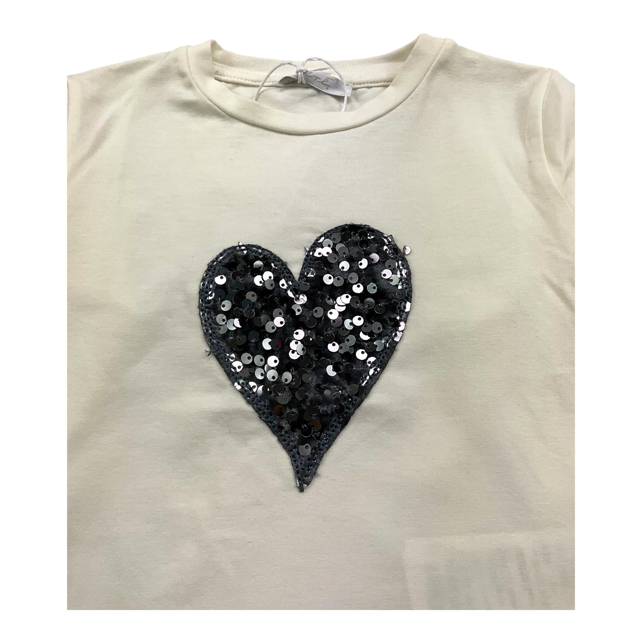 M+E' shirt girocollo tinta unita con cuore paillettato Panna per Neonata UE1549N PANNA M+E'