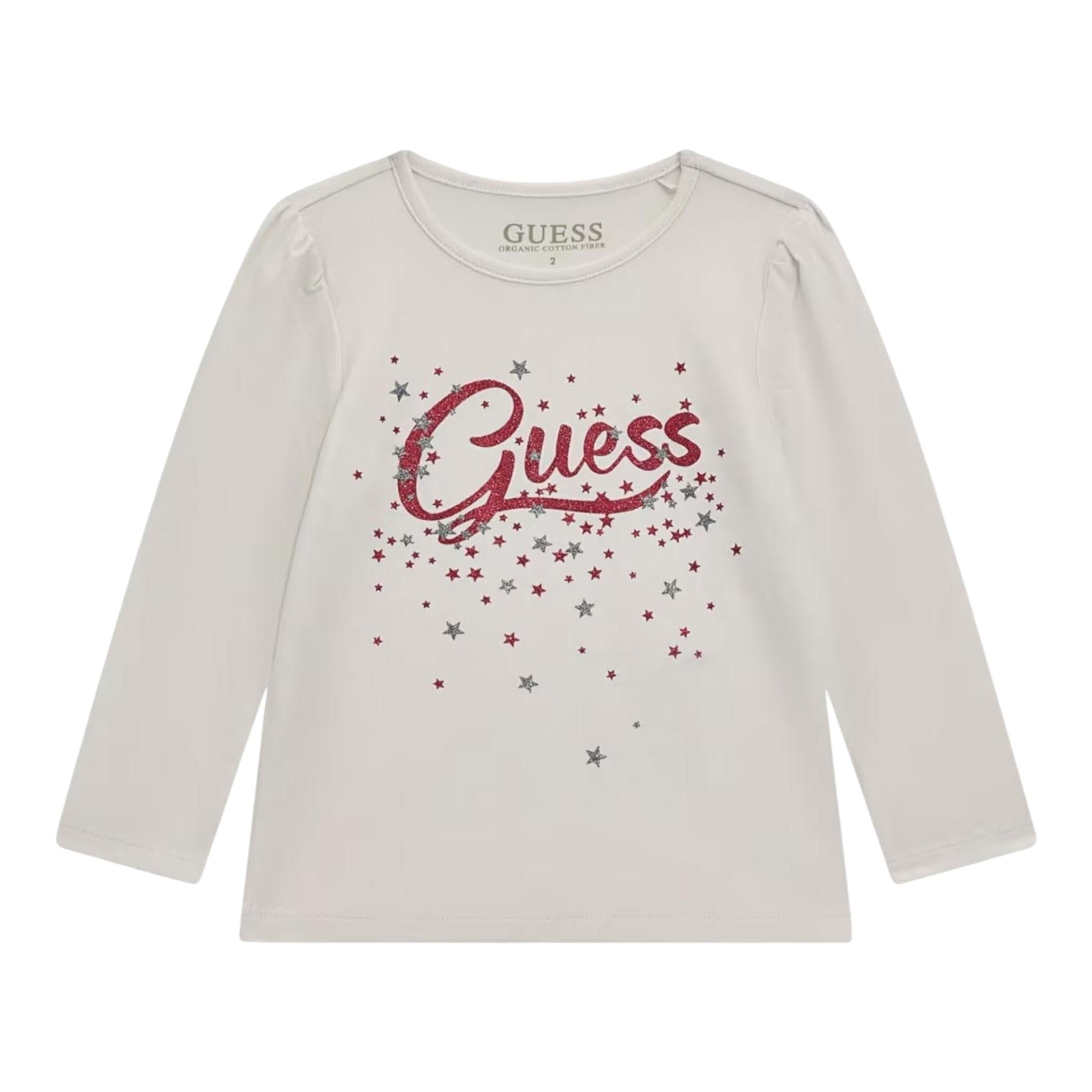 GUESS shirt girocollo tinta unita con stampa Bianco per Neonata A4BI01J1314 BIANCO GUESS