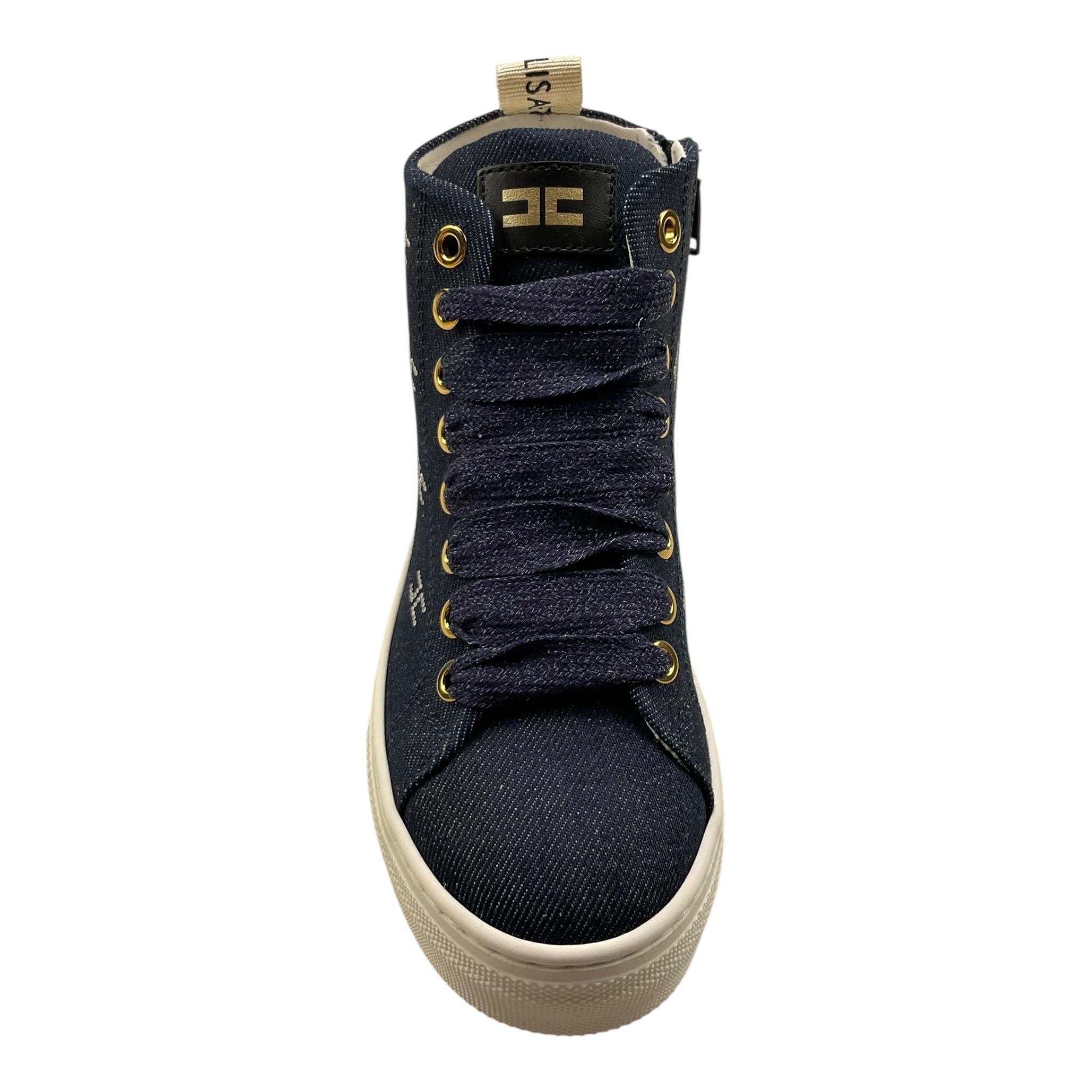 ELISABETTA FRANCHI sneakers tinta unita in denim con suola in contrasto Blu per Bambina F4A9E0107 BLU ELISABETTA FRANCHI
