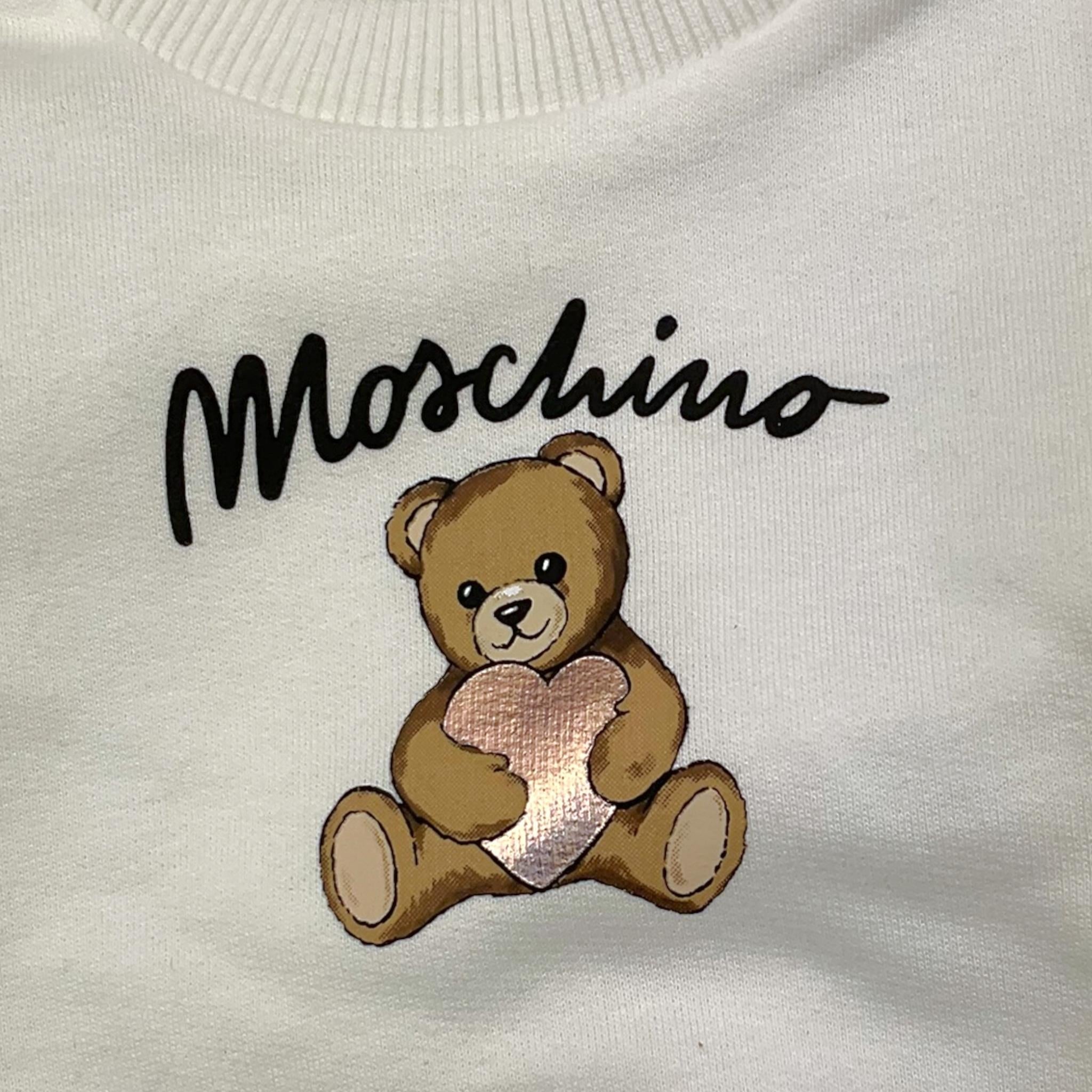MOSCHINO completo 2pz felpa-pantalone tinta unita Bianco per Neonata MDK03D BIANCO MOSCHINO