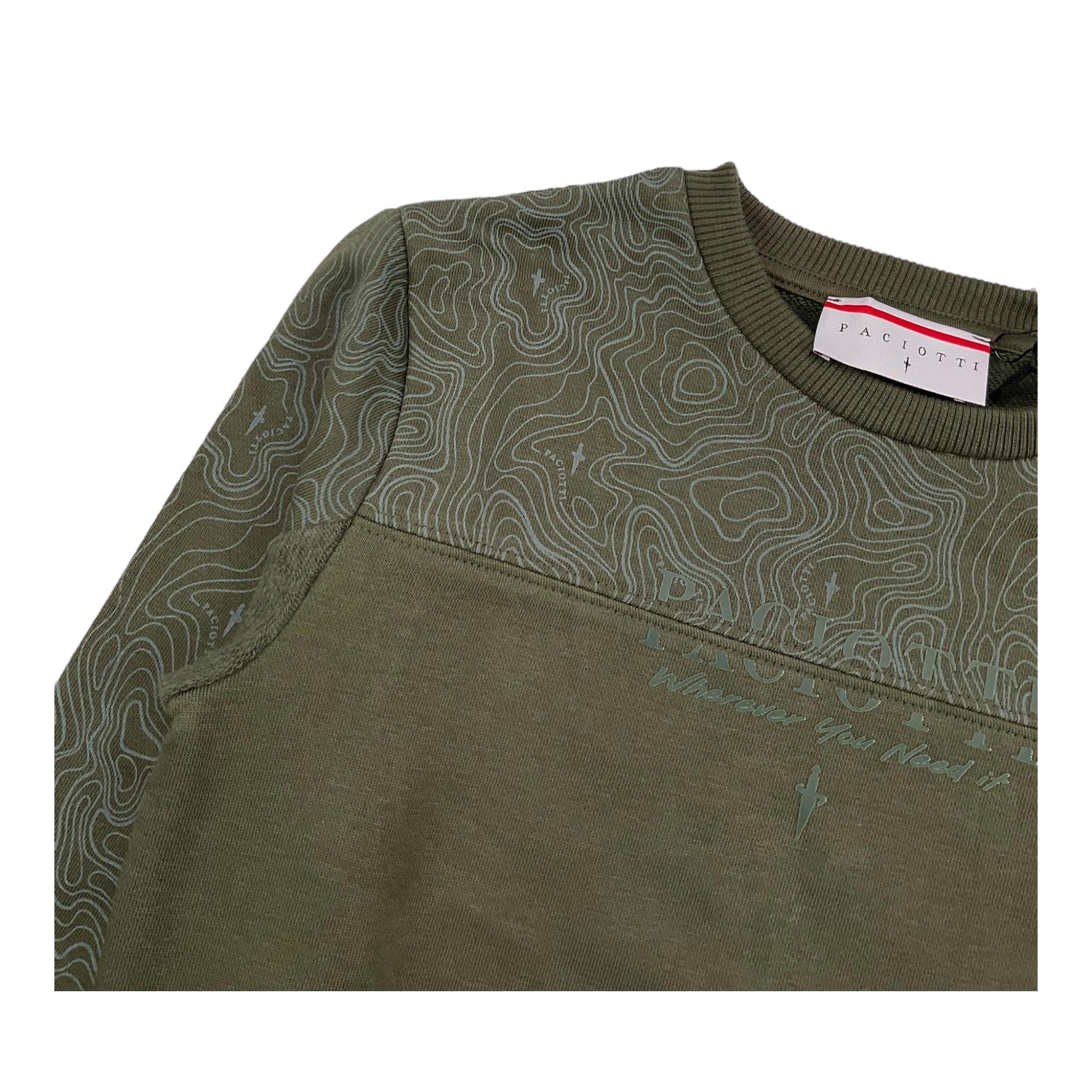 CESARE PACIOTTI felpa chiusa girocollo tinta unita con stampa Verde per Bambino MFP5354BXXX VERDE CESARE PACIOTTI