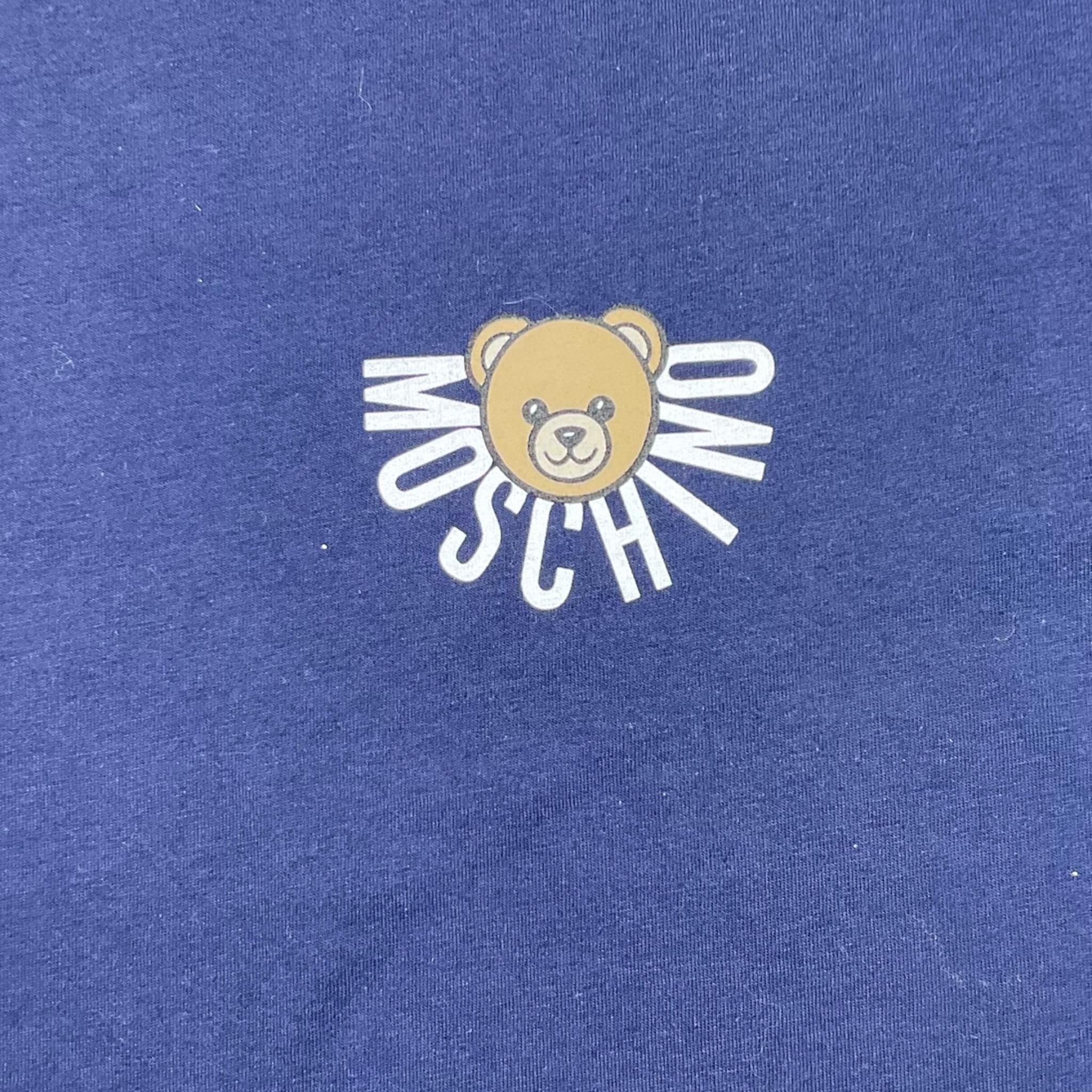 MOSCHINO t-shirt tinta unita girocollo con stampa Blu per Bambino MOM05G BLU MOSCHINO