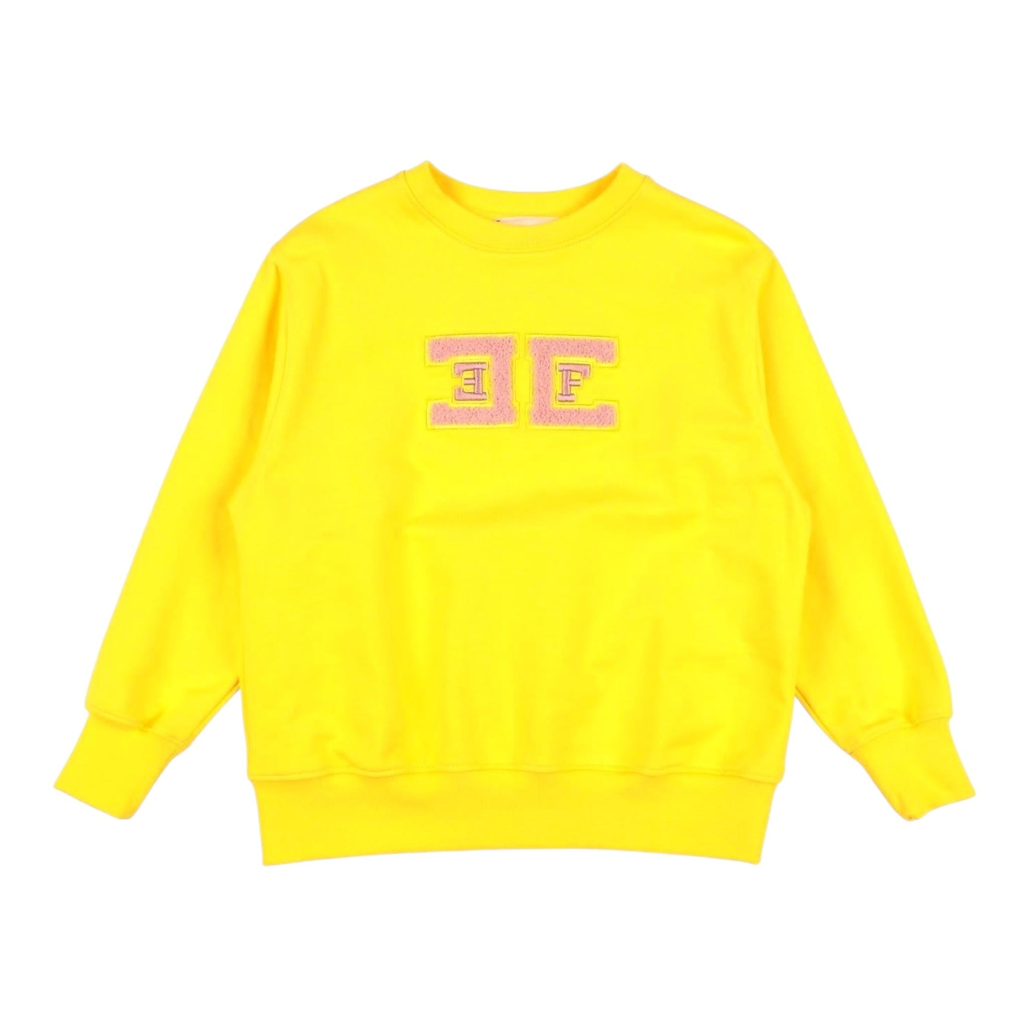 ELISABETTA FRANCHI felpa chiusa girocollo tinta unita con logo Giallo per Bambina EFFE132X GIALLO ELISABETTA FRANCHI